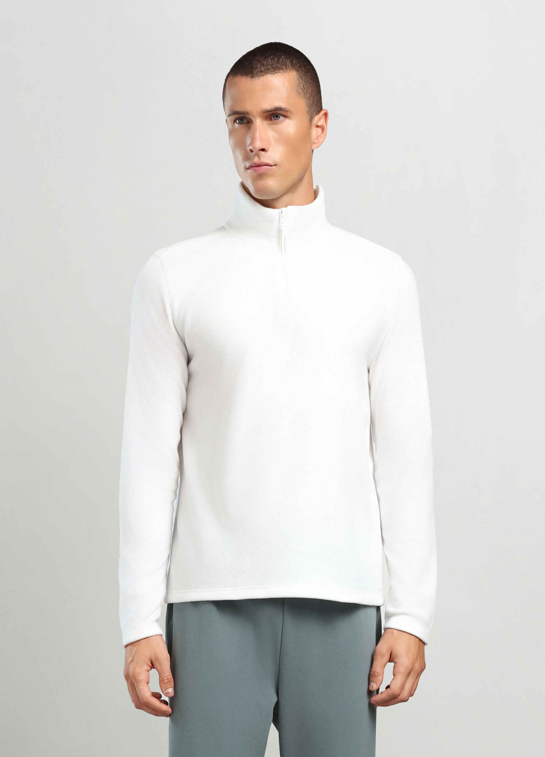 Felpa a collo alto con mezza zip uomo_0