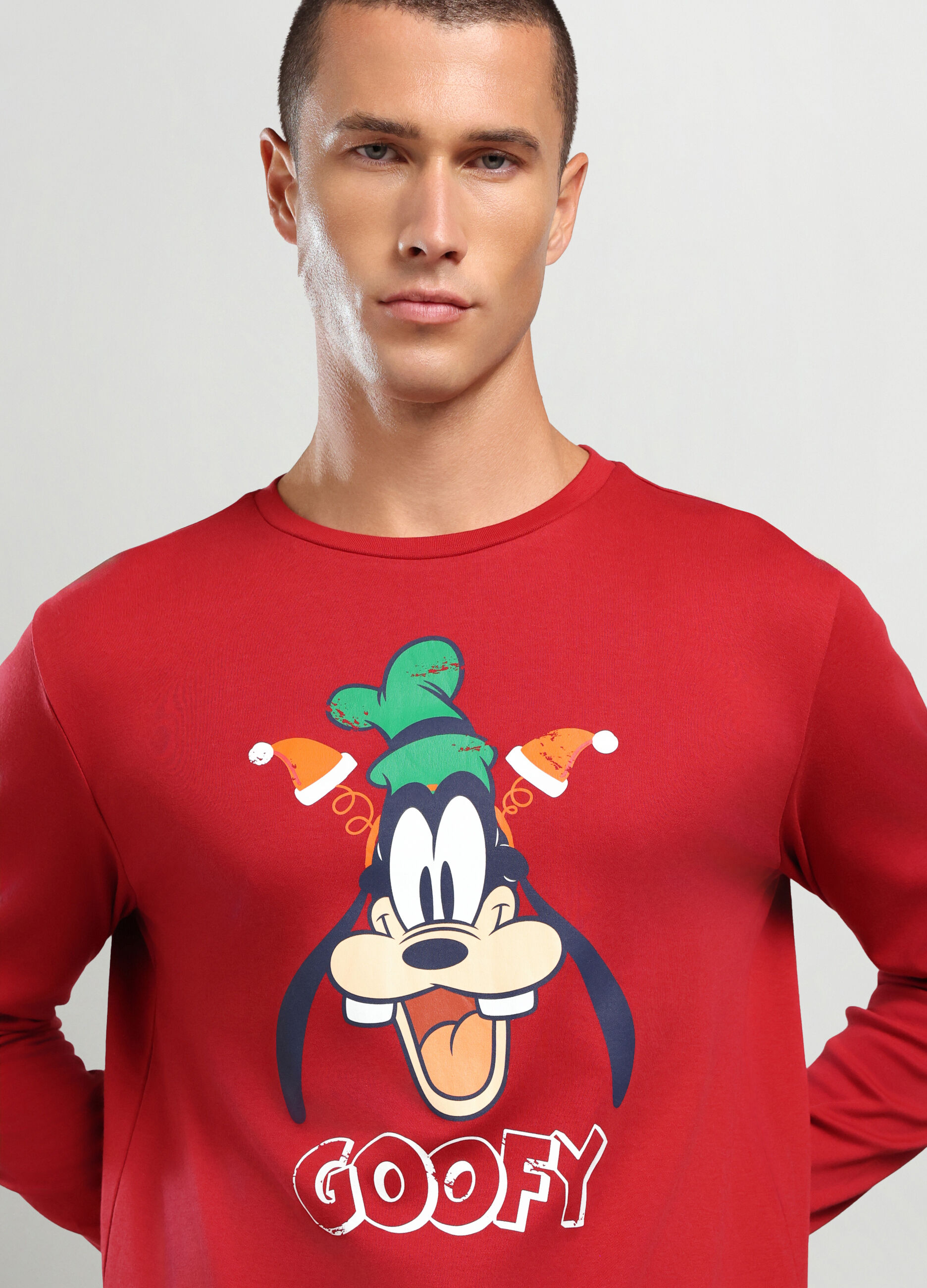 Pigiama lungo con stampa in puro cotone uomo_2