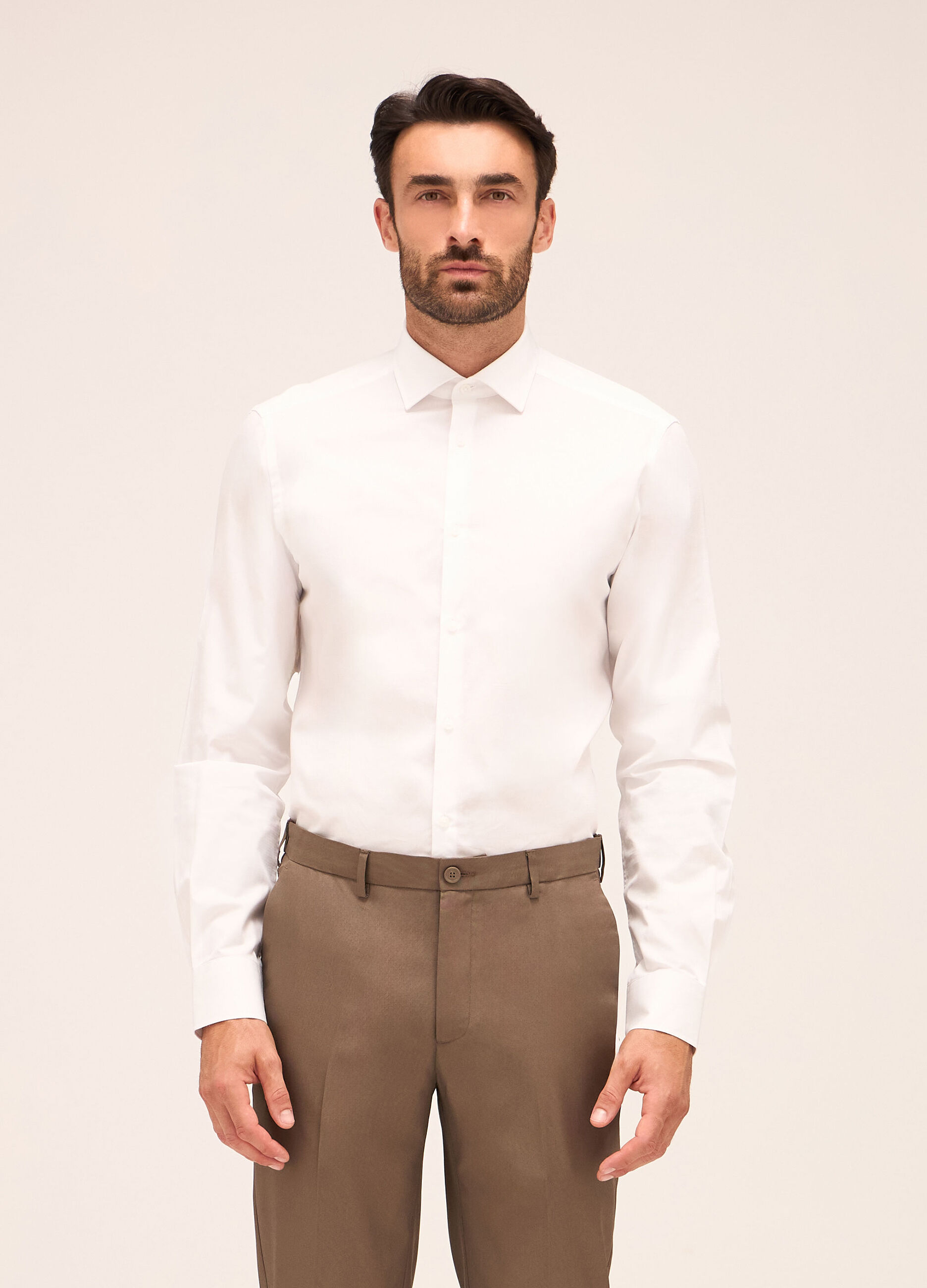 Camicia slim fit colletto francese in cotone uomo_0