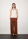 Pantaloni regular fit in popeline di puro cotone donna_0