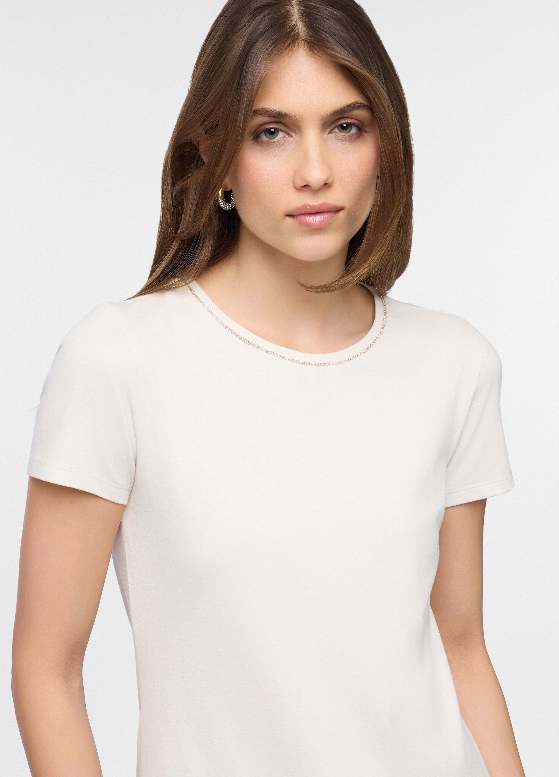 T-shirt in jersey di cotone stretch donna_2