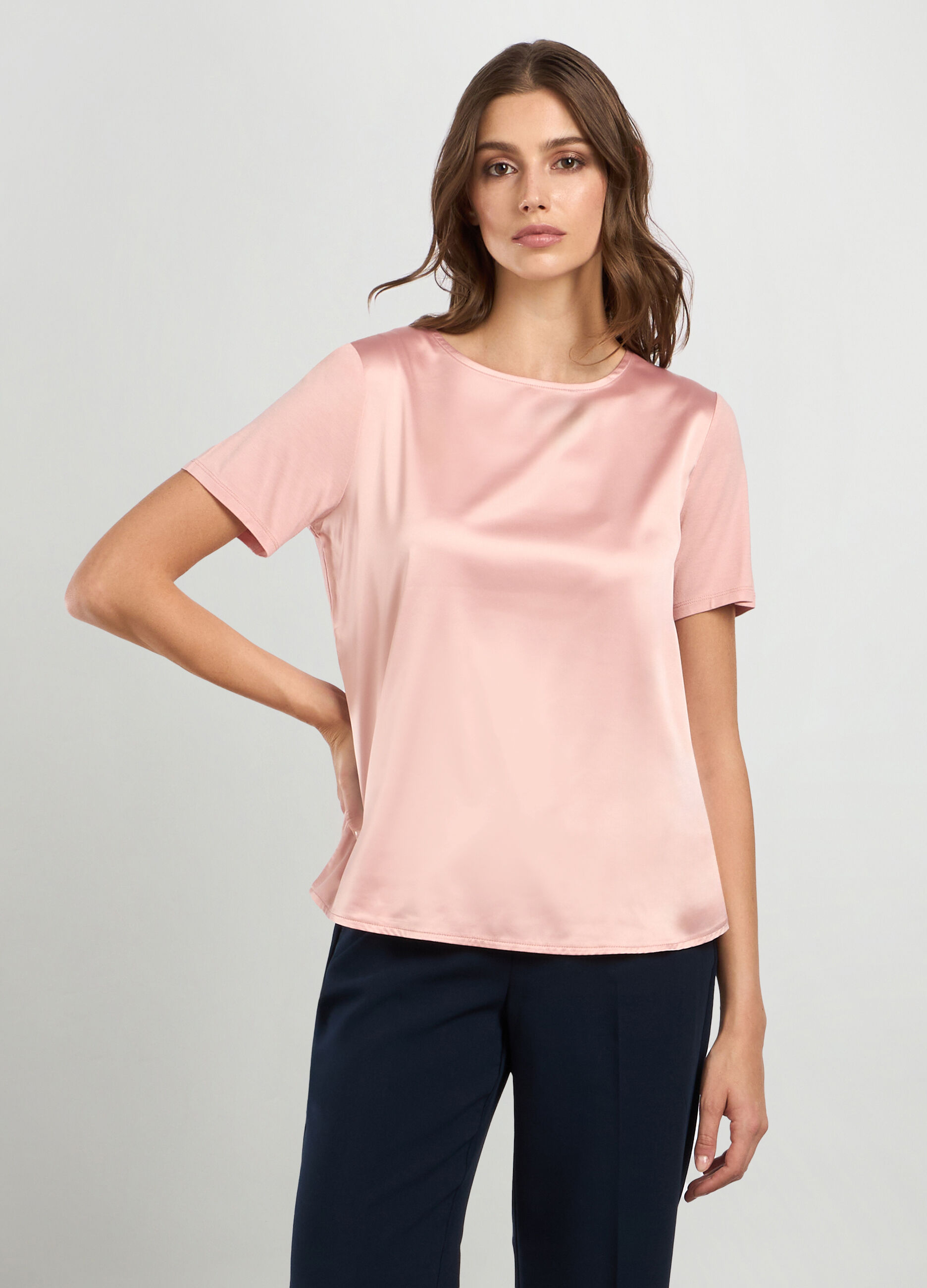 T-shirt in raso di viscosa stretch donna_0
