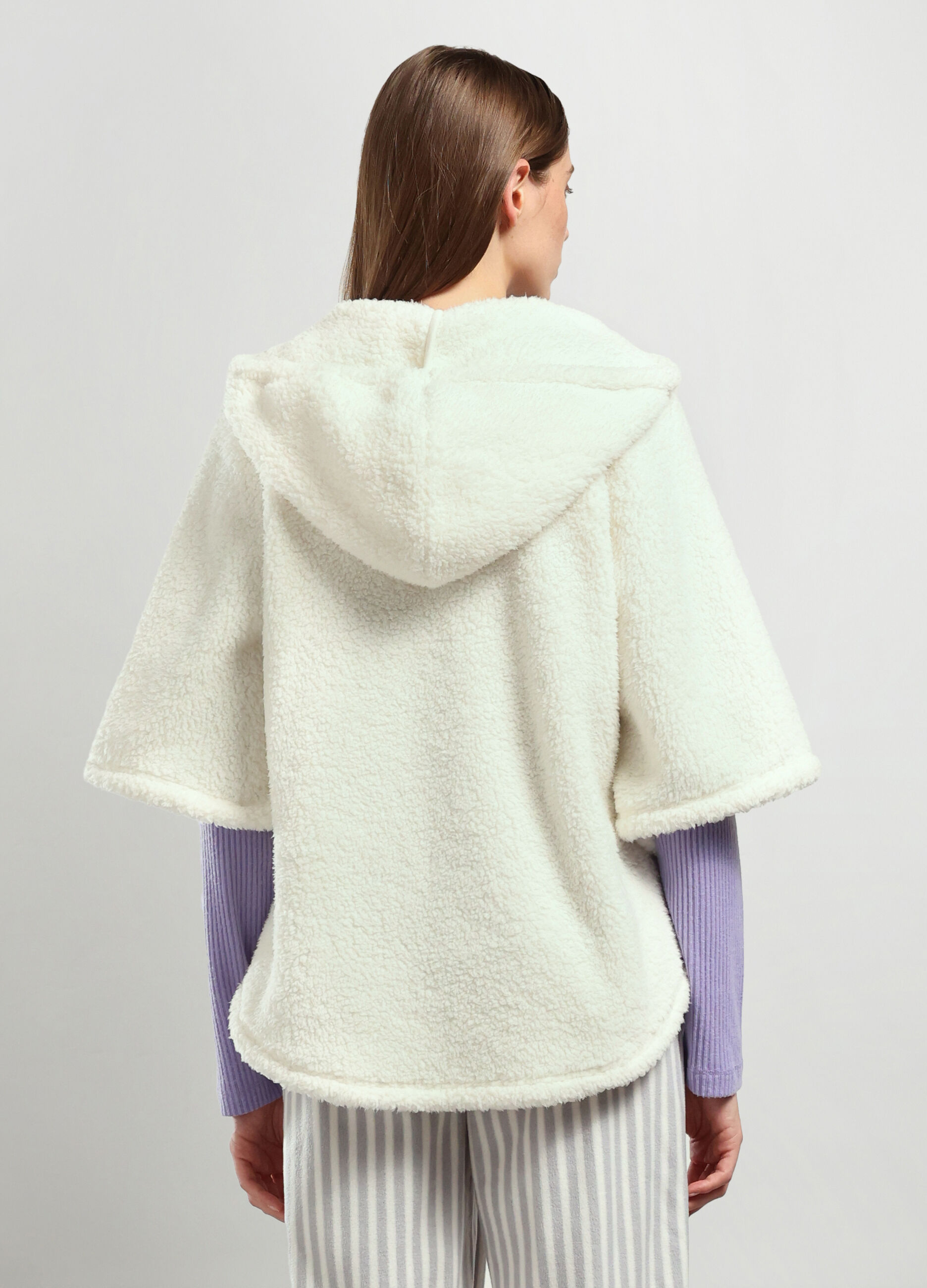 Poncho in coral fleece donna_1