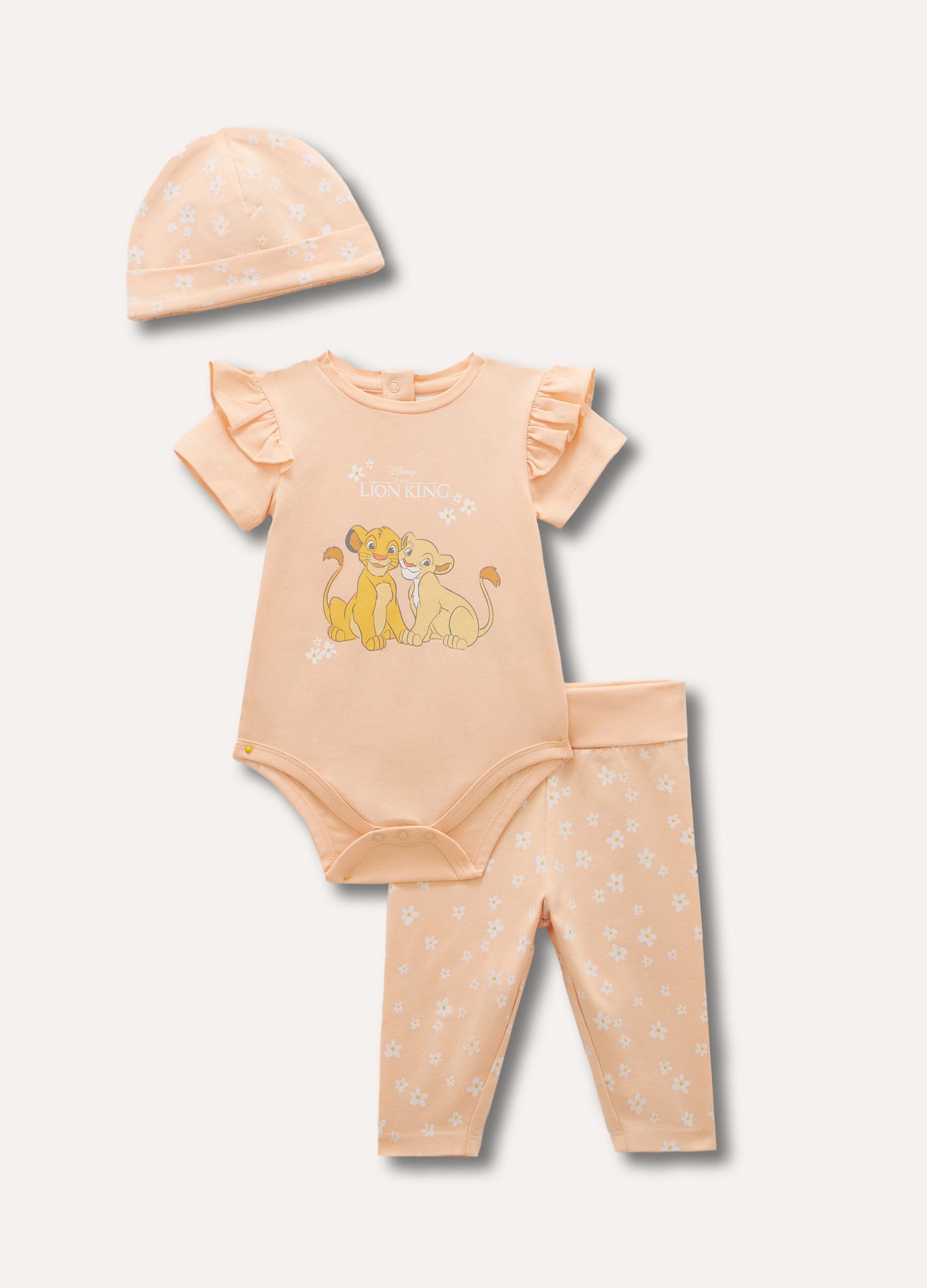 Set Re Leone con rouches e stampa neonata_0