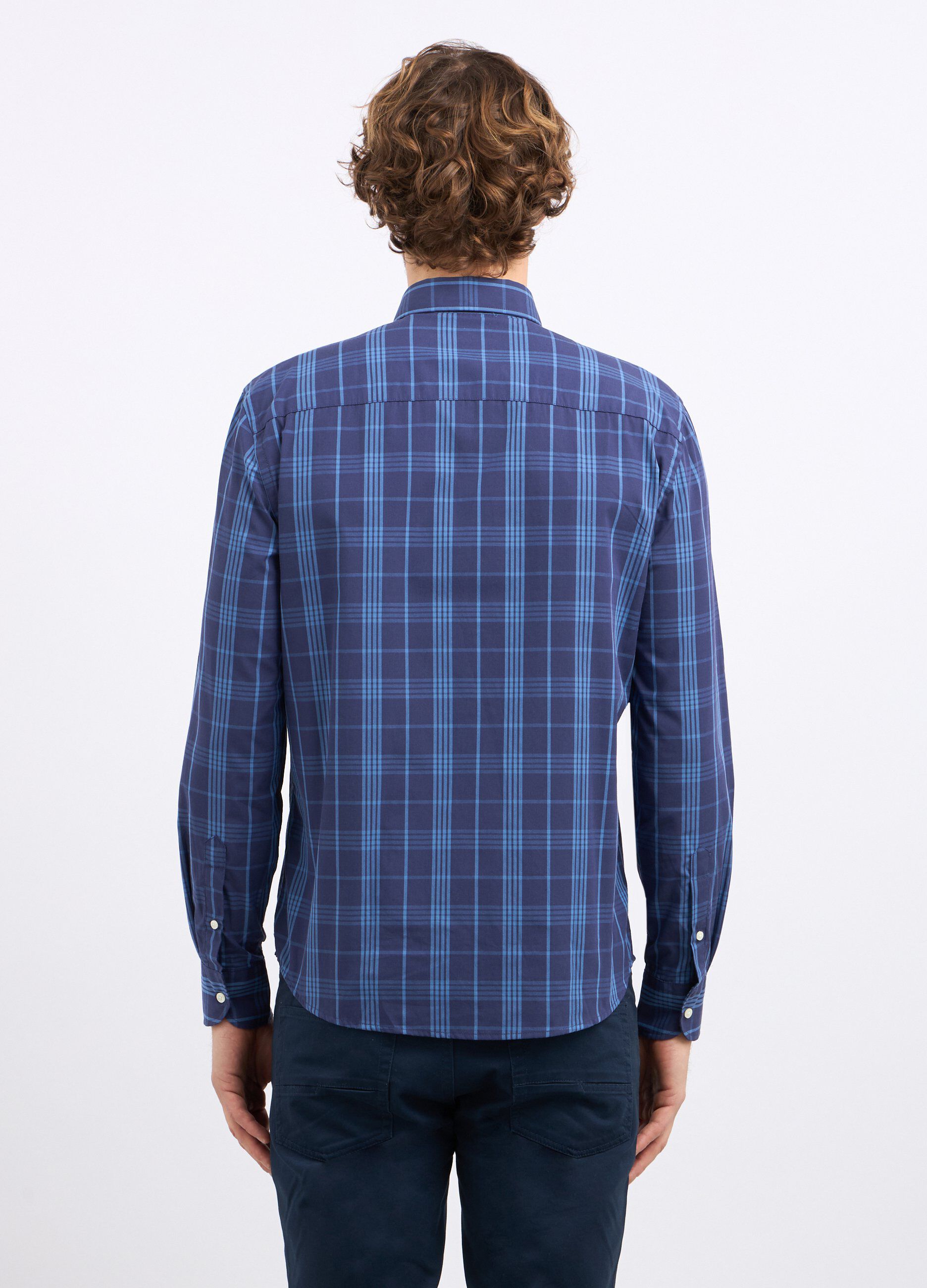 Camicia a quadri in misto cotone uomo_1