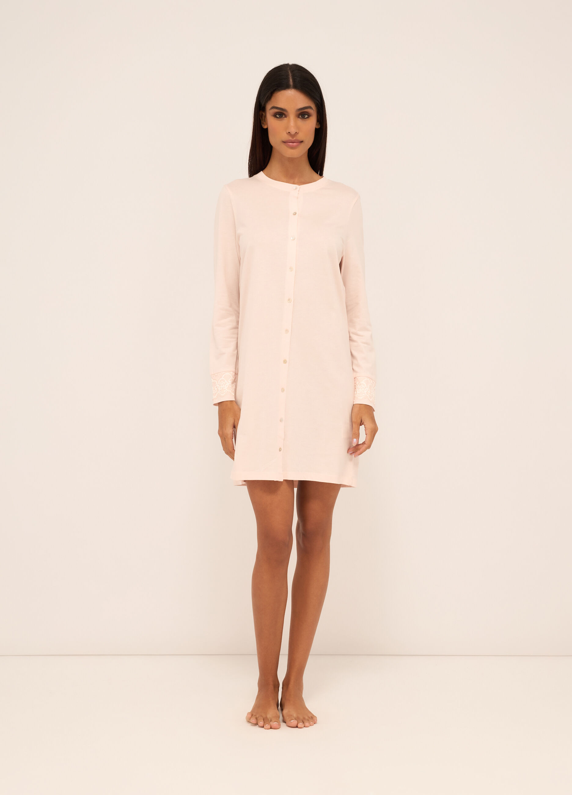 Camicia da notte in misto cotone donna_0