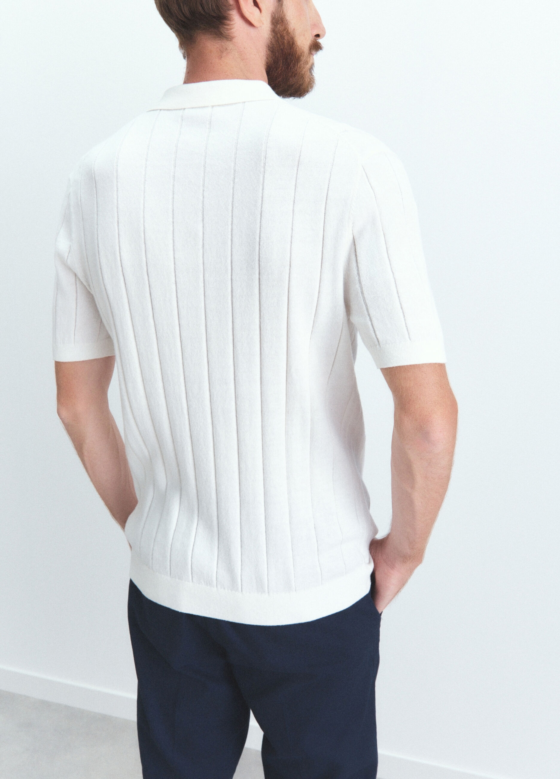 Polo a maniche corte in maglia a costa piatta uomo