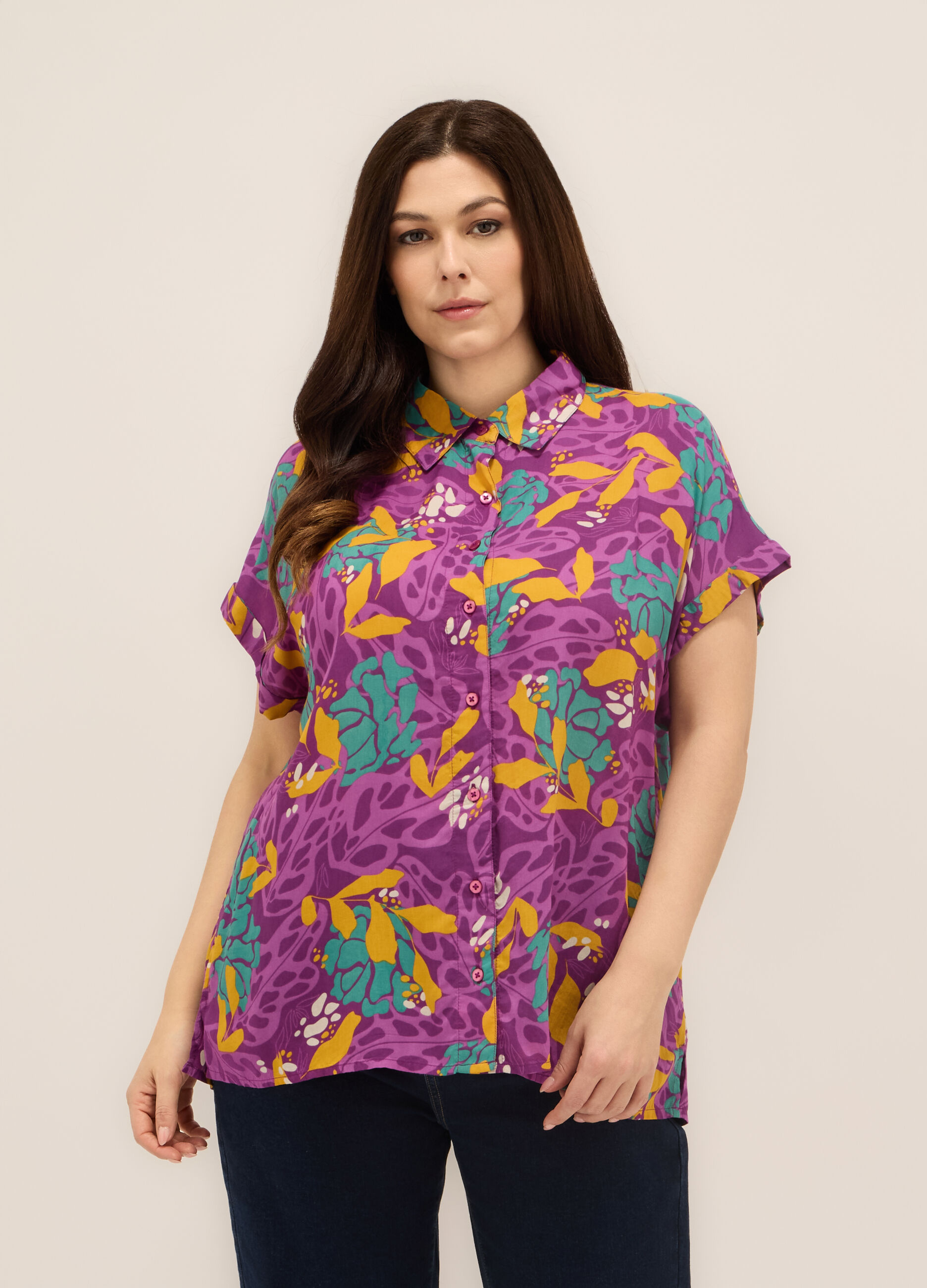 Camicia in pura viscosa donna curvy
