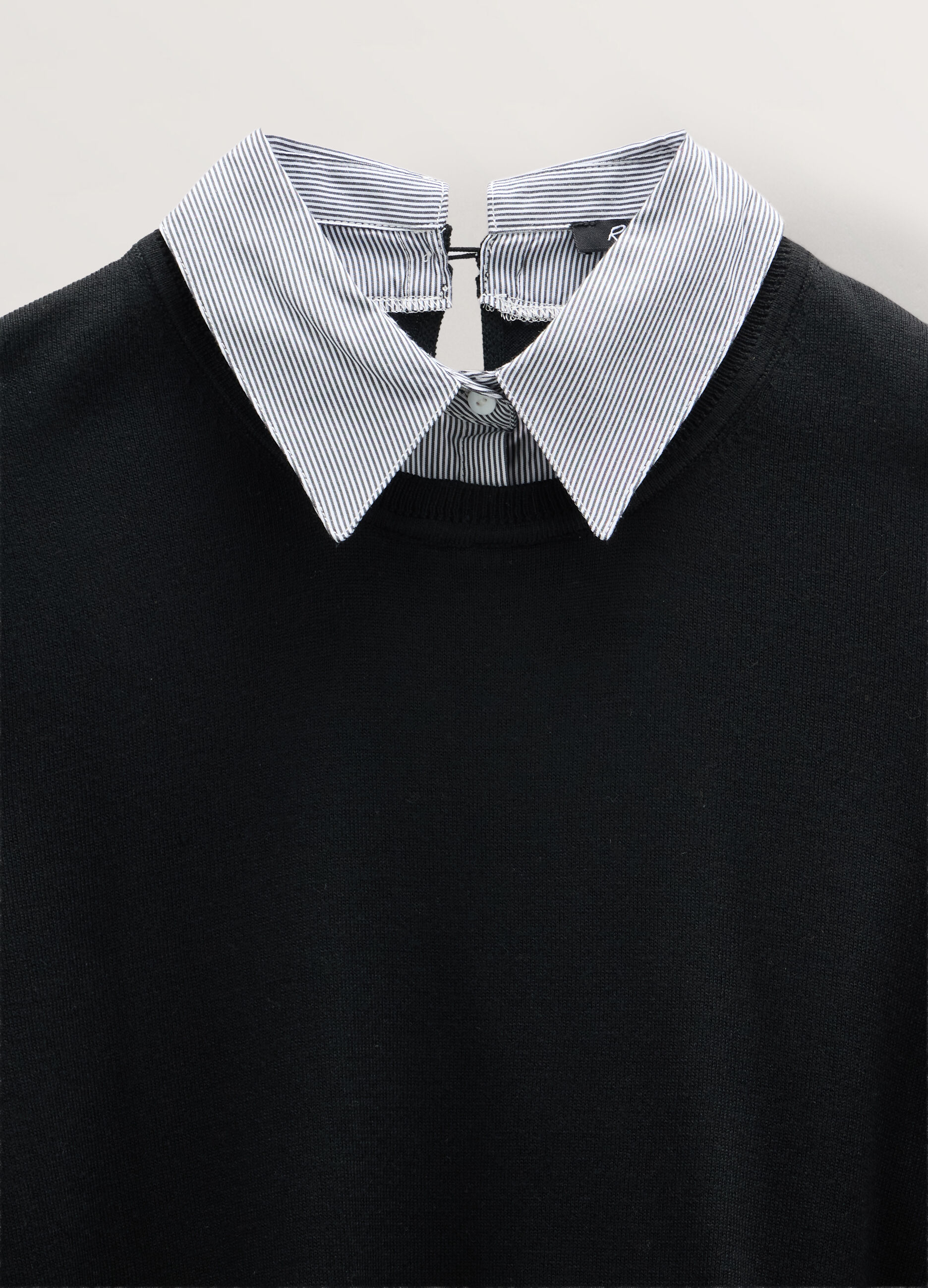 Maglia girocollo tricot con inserto camicia donna curvy_2
