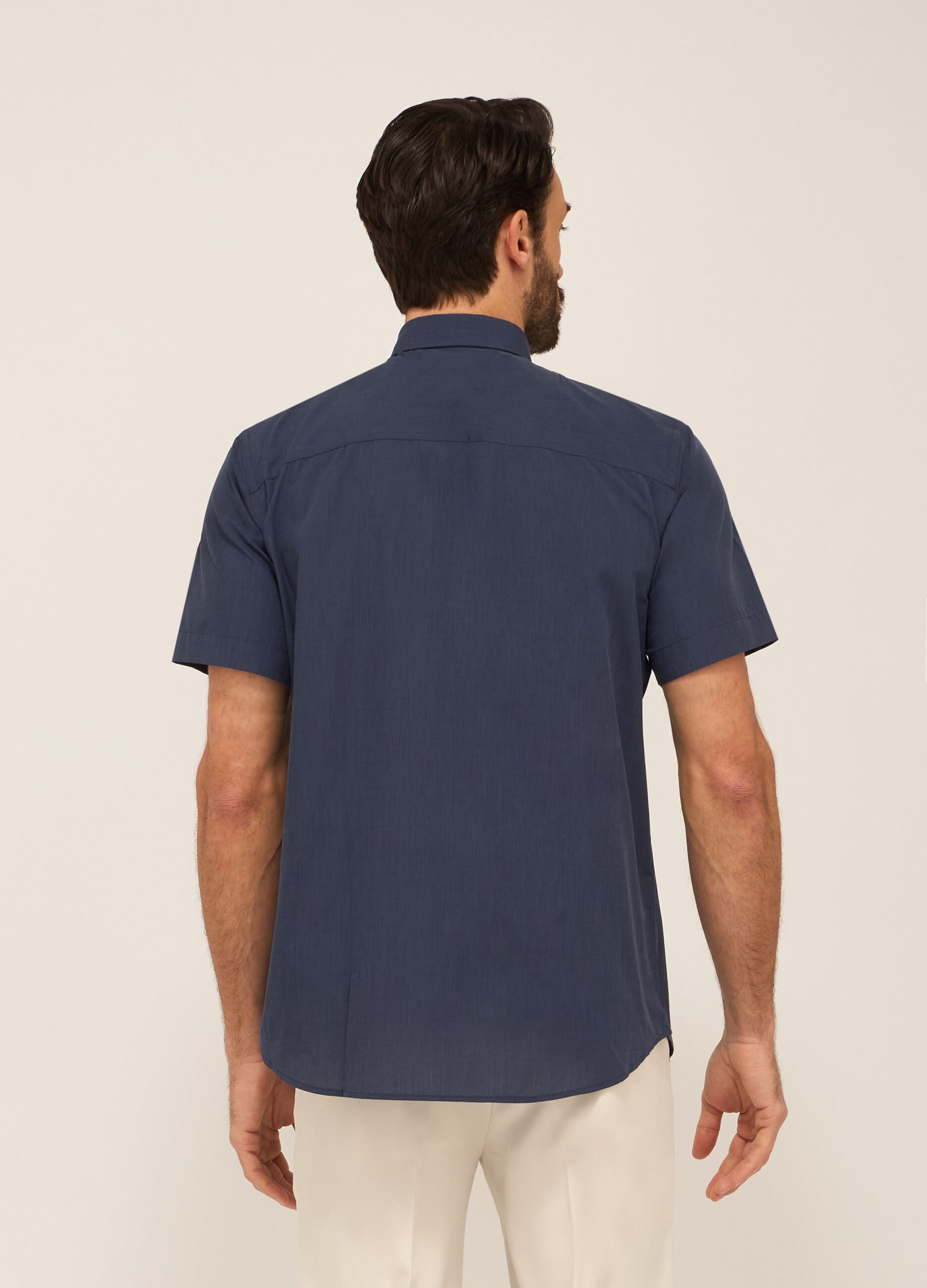 Camicia a maniche corte in misto cotone uomo