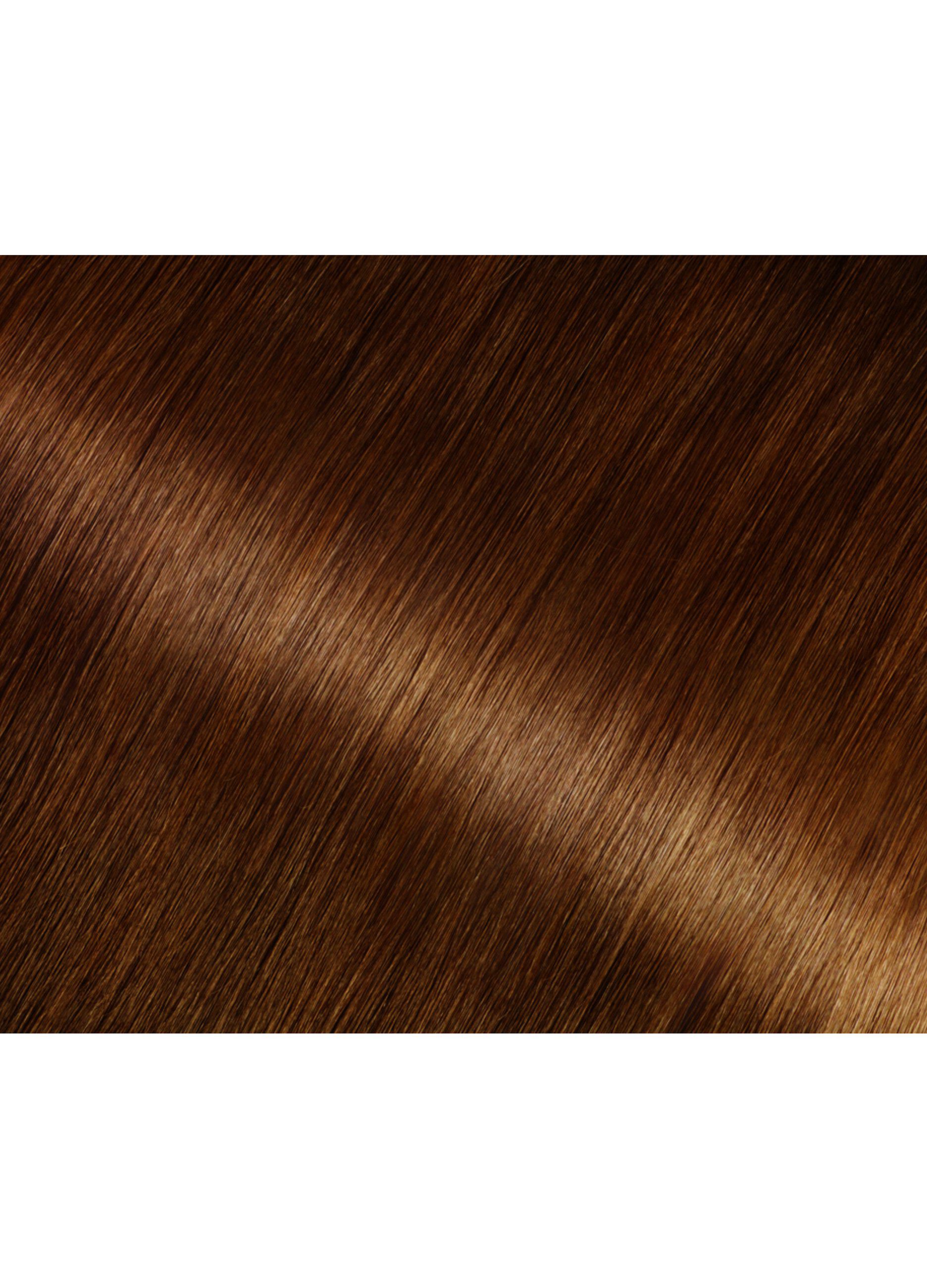 Garnier Tinta Capelli Olia, Colorazione permanente senza ammoniaca per una fragranza delicata, copre il 100% dei capelli bianchi, Con oli di fiori di origine naturale, Castano Dorato (5.3).