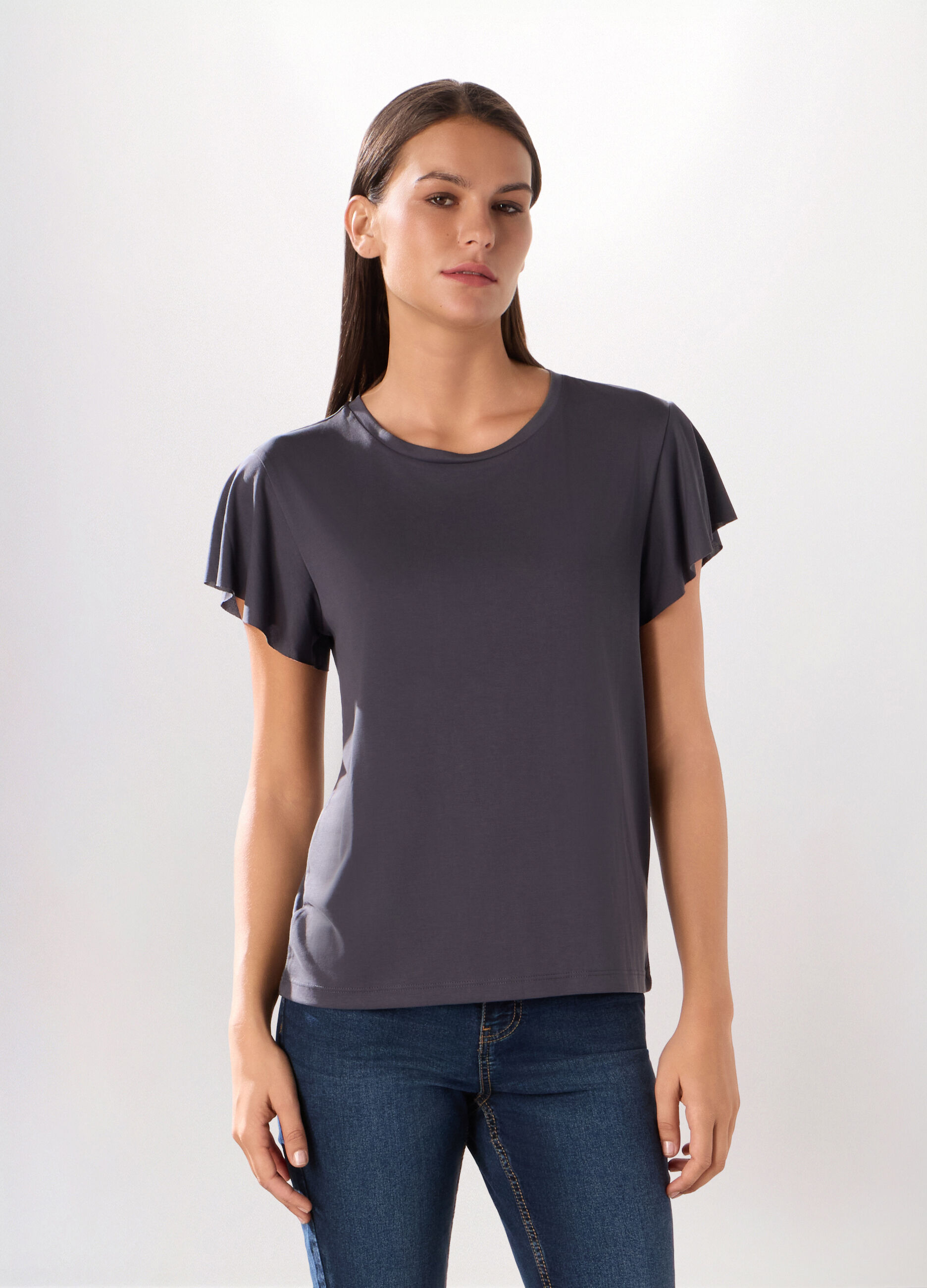 T-shirt in jersey di misto modal donna_0
