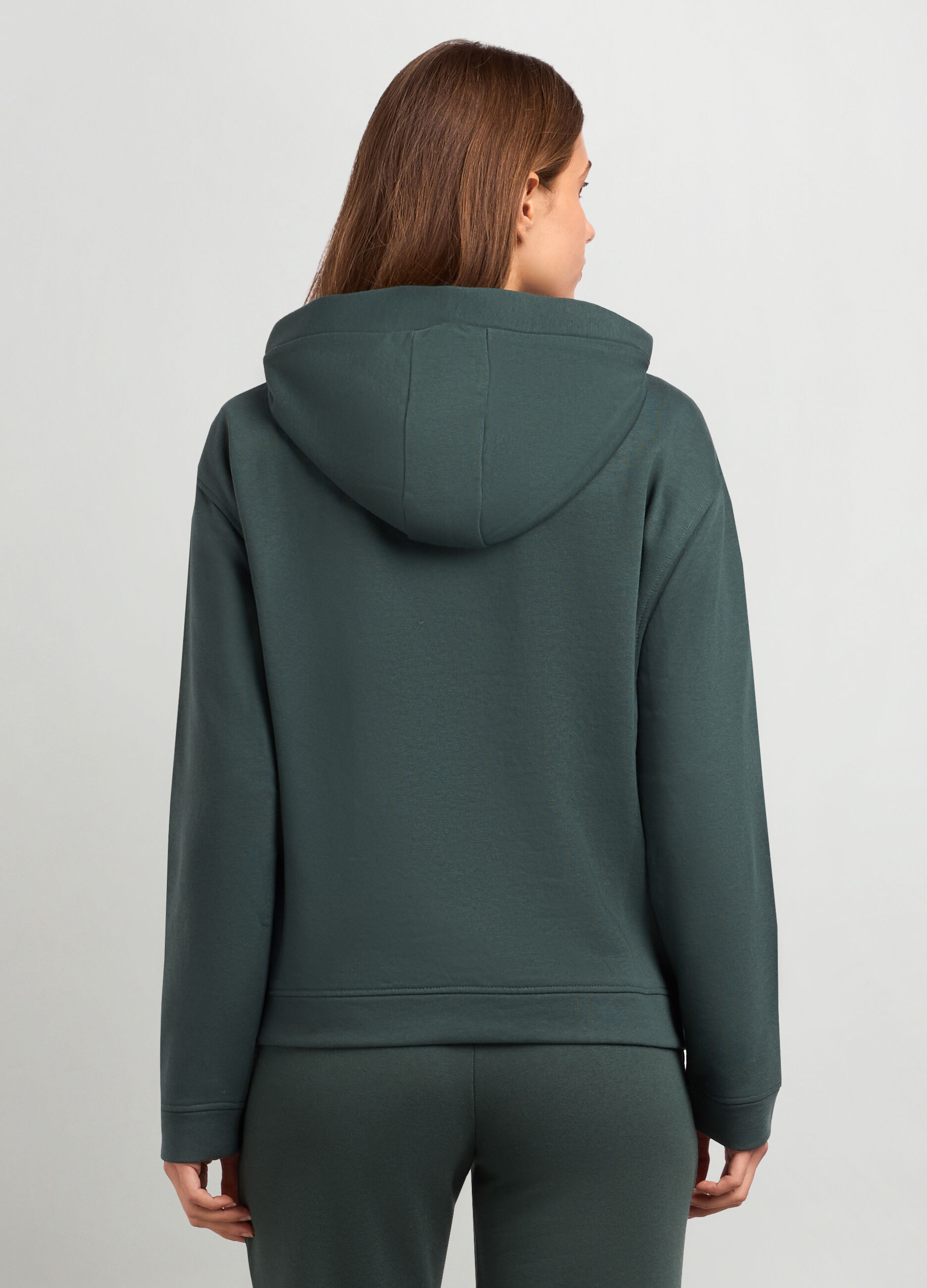 Felpa con cappuccio in misto cotone donna_1