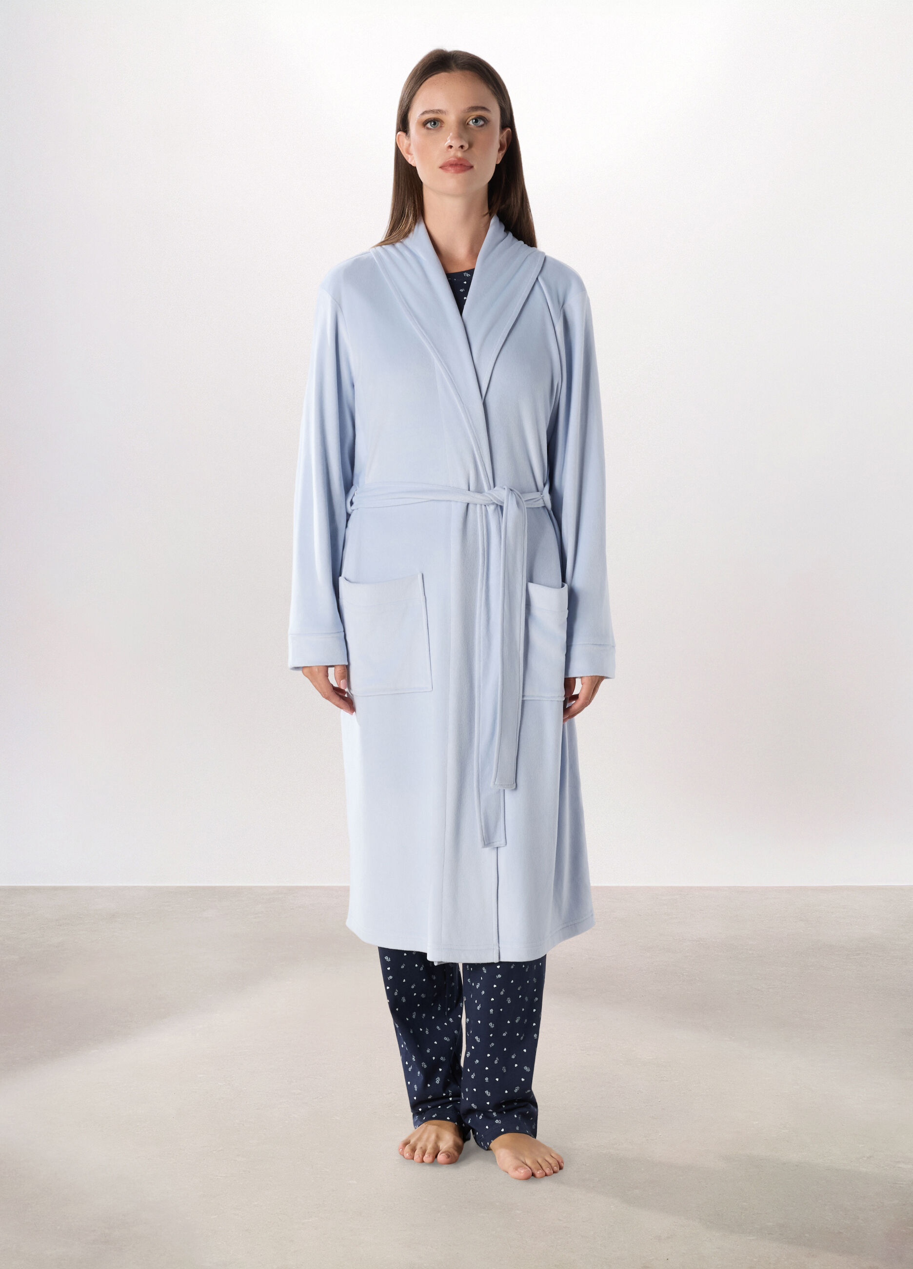 Vestaglia in velluto tinta unita donna_0