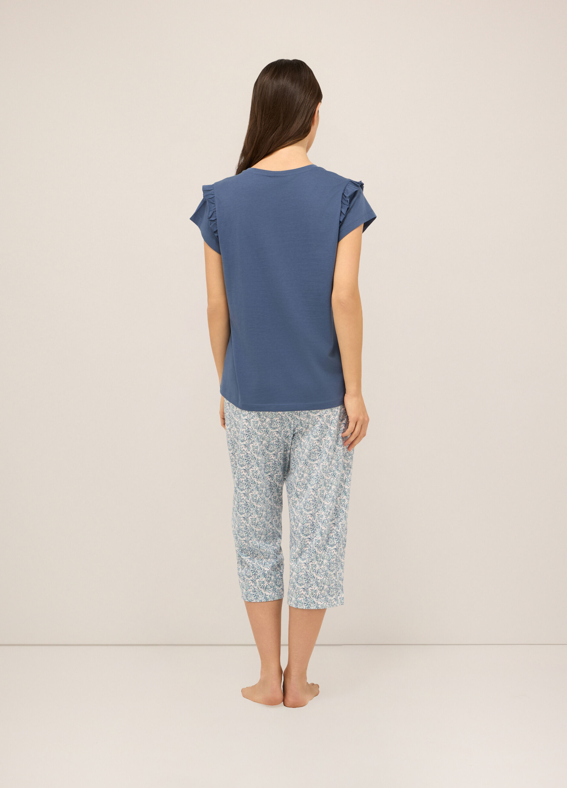 Set pigiama corto in jersey di puro cotone donna_1