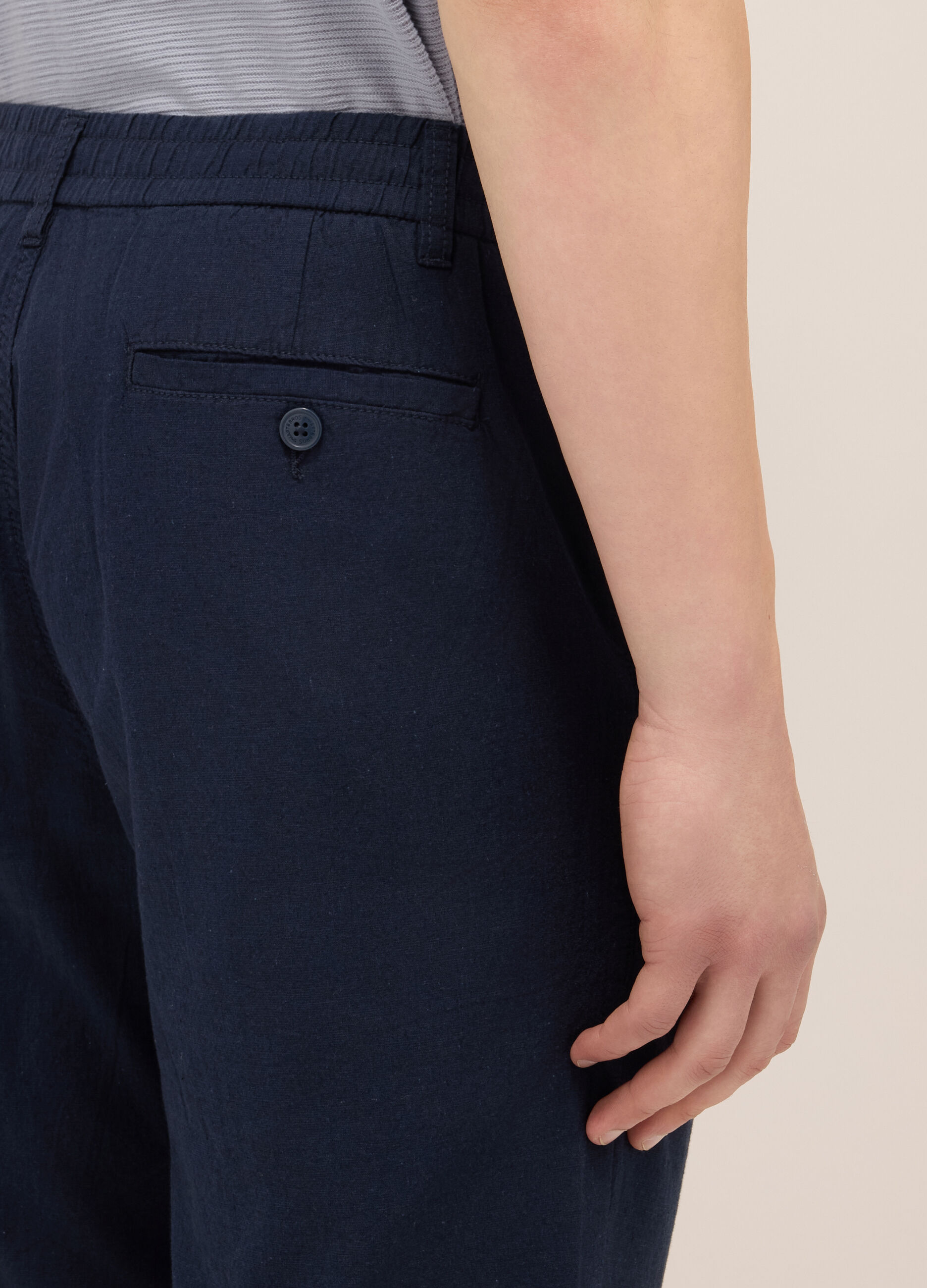 Pantalone chino in cotone e lino stretch uomo