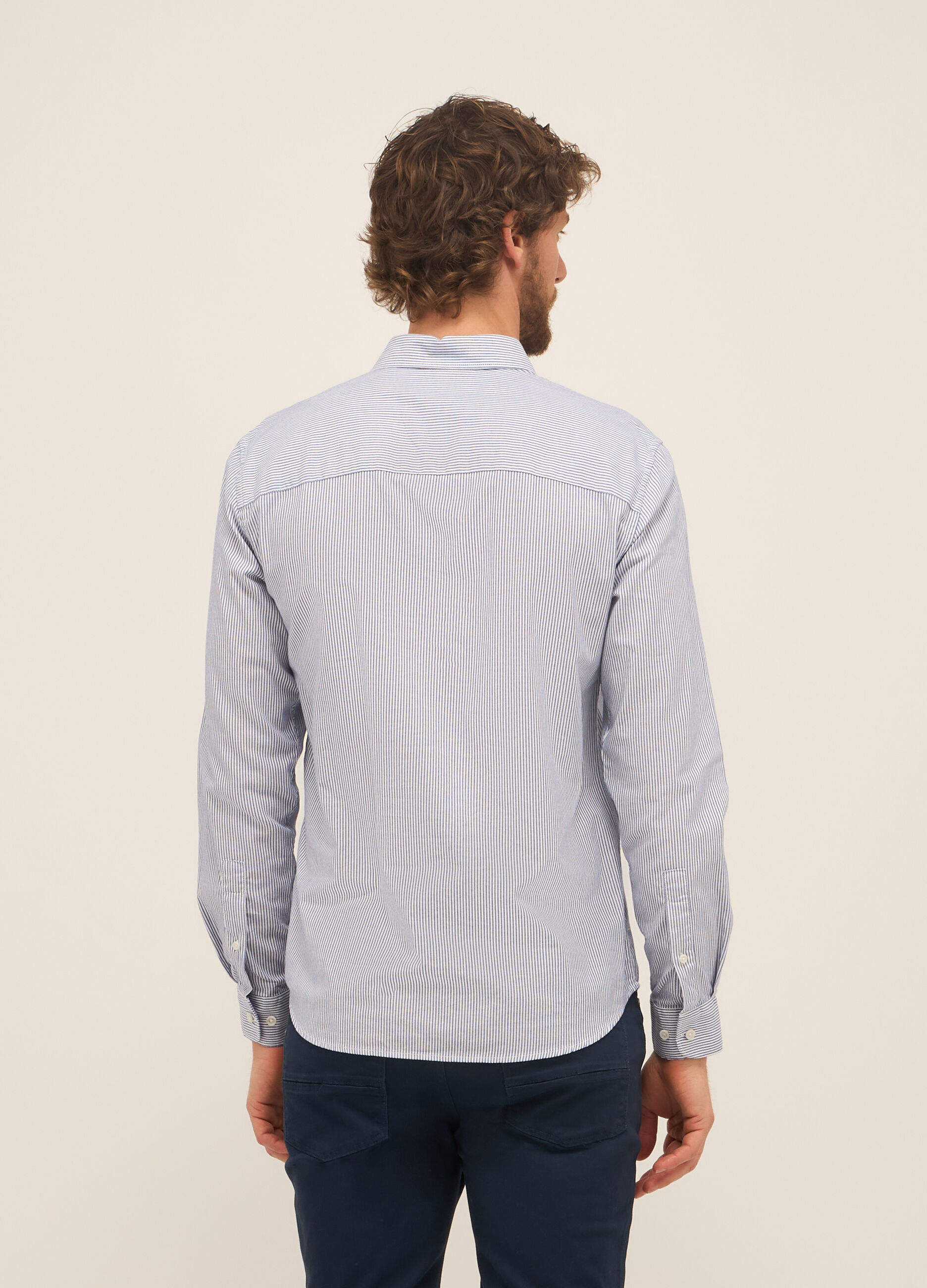 Camicia regular fit in puro cotone a righe uomo_1