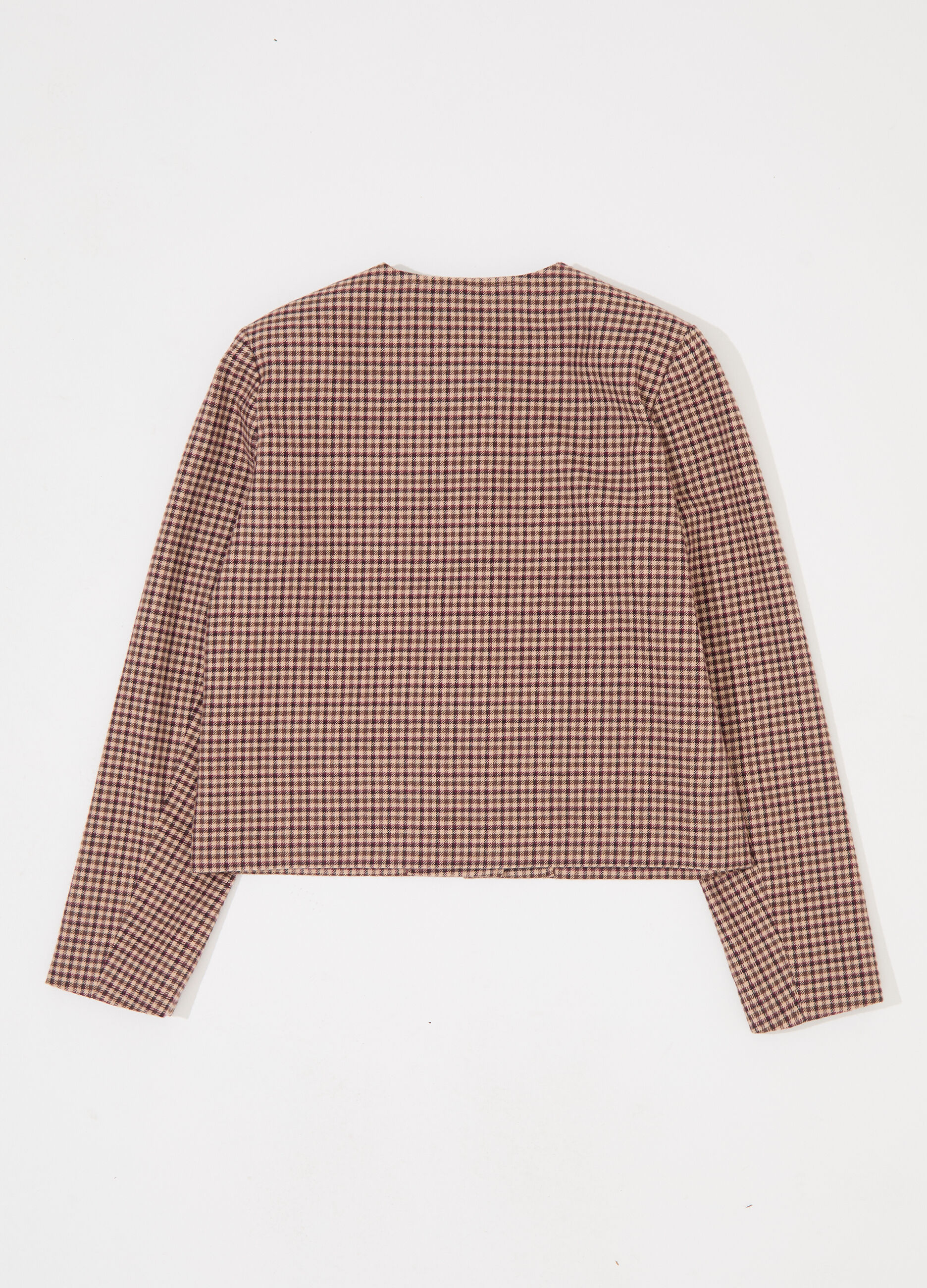 Cappotto corto in misto lana a quadri donna_5