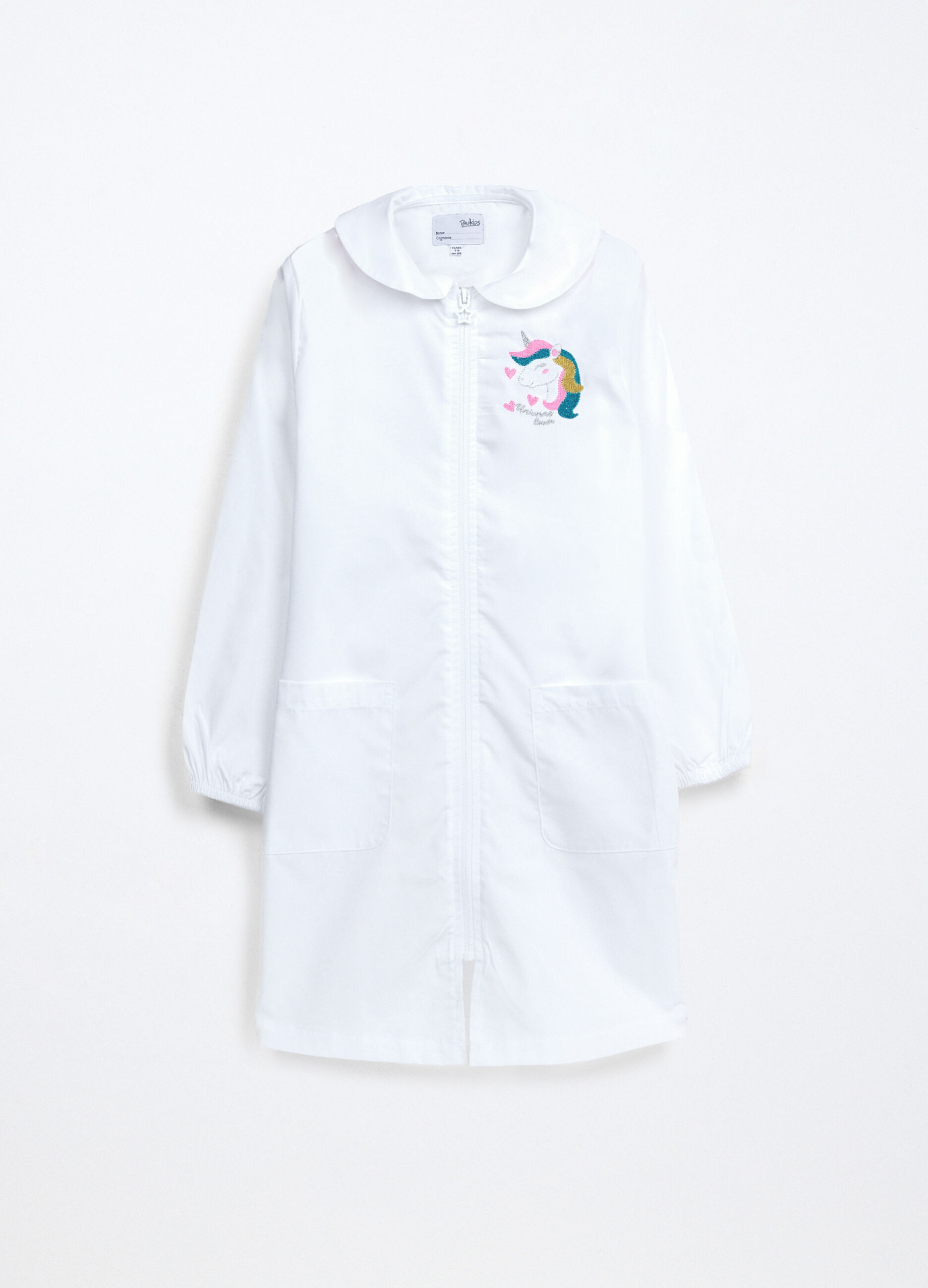 Grembiule full zip con ricamo bambina_0
