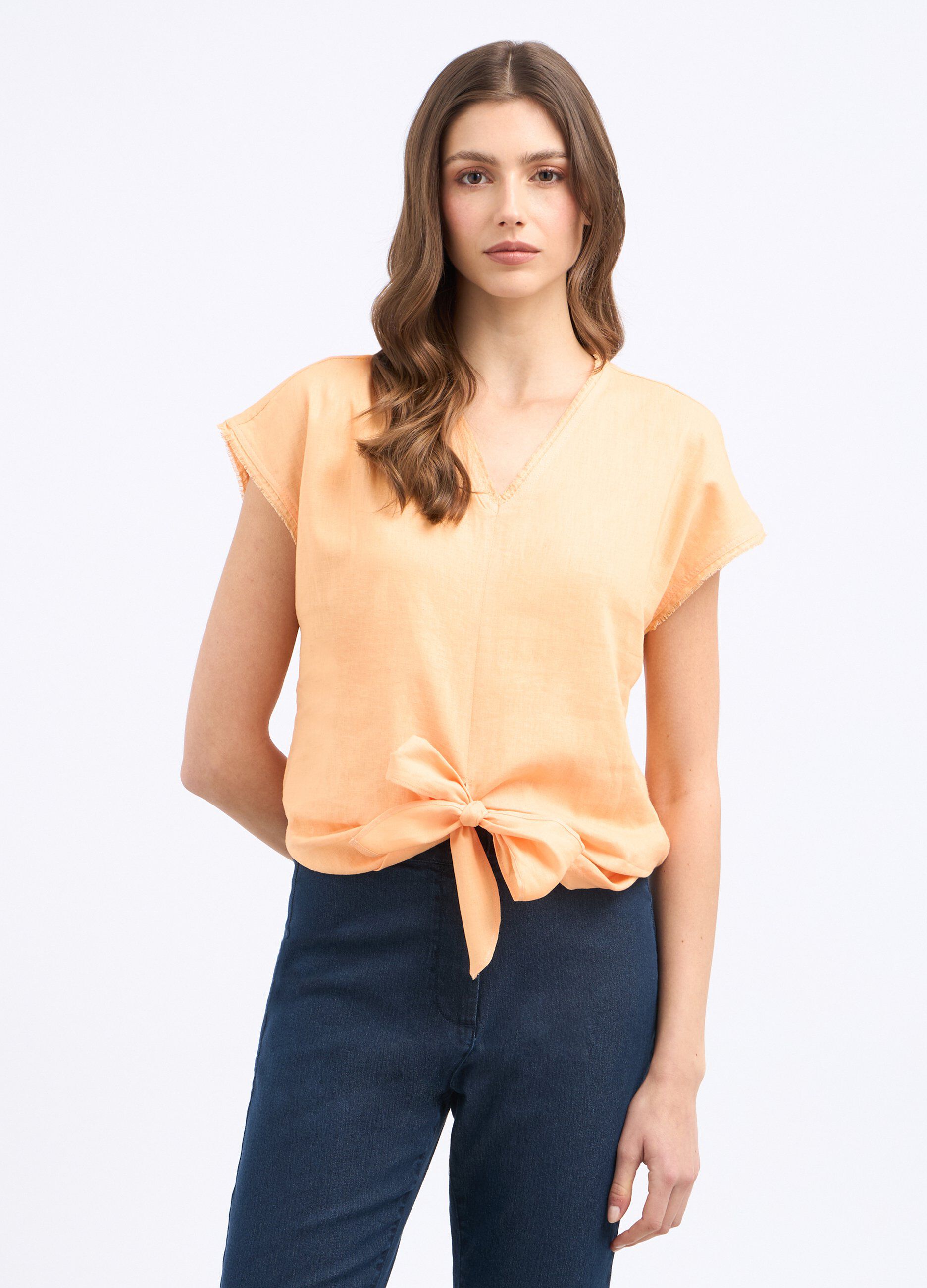 T-shirt in misto lino donna_0