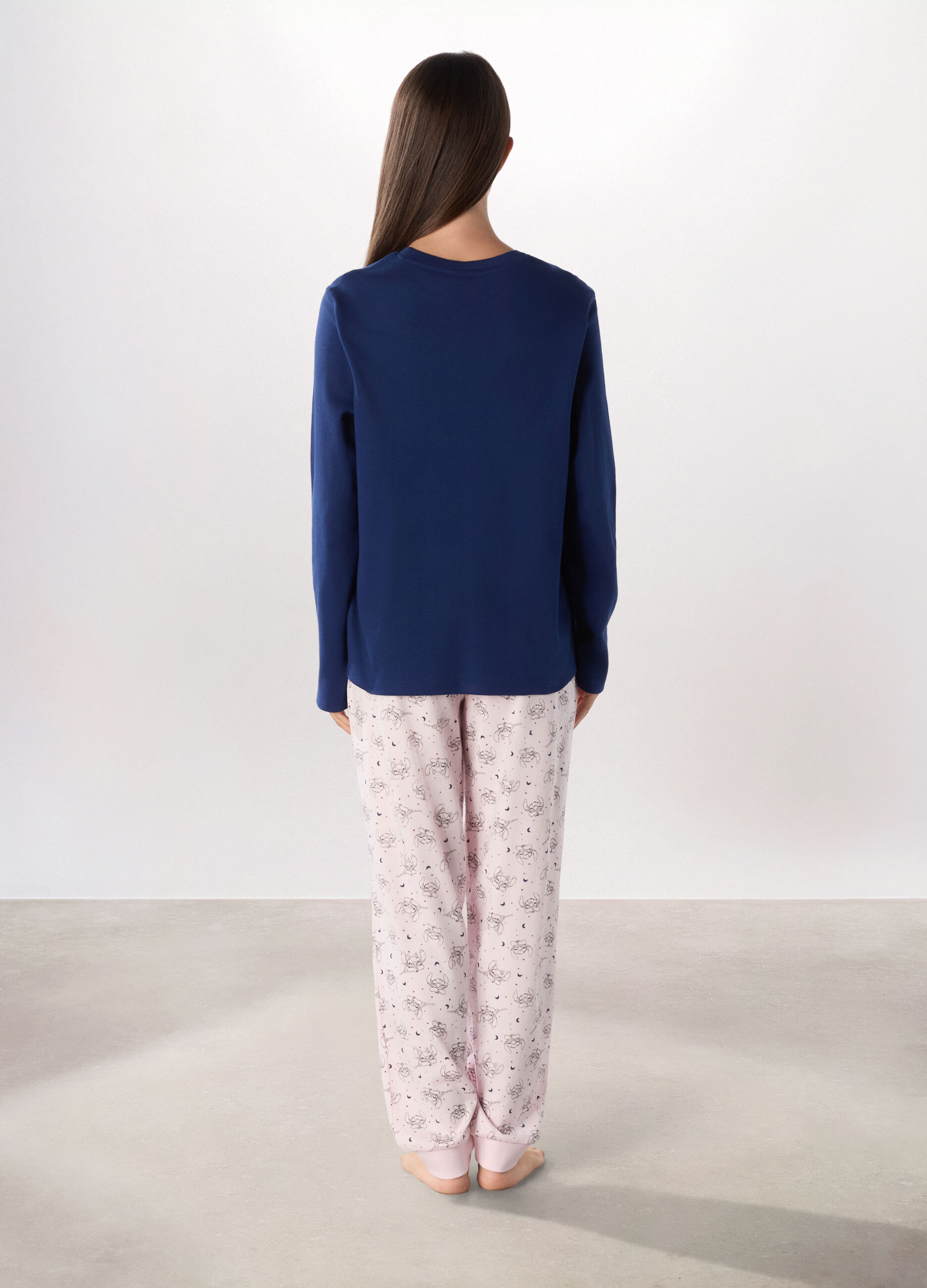 Set pigiama lungo in puro cotone interlock donna_1