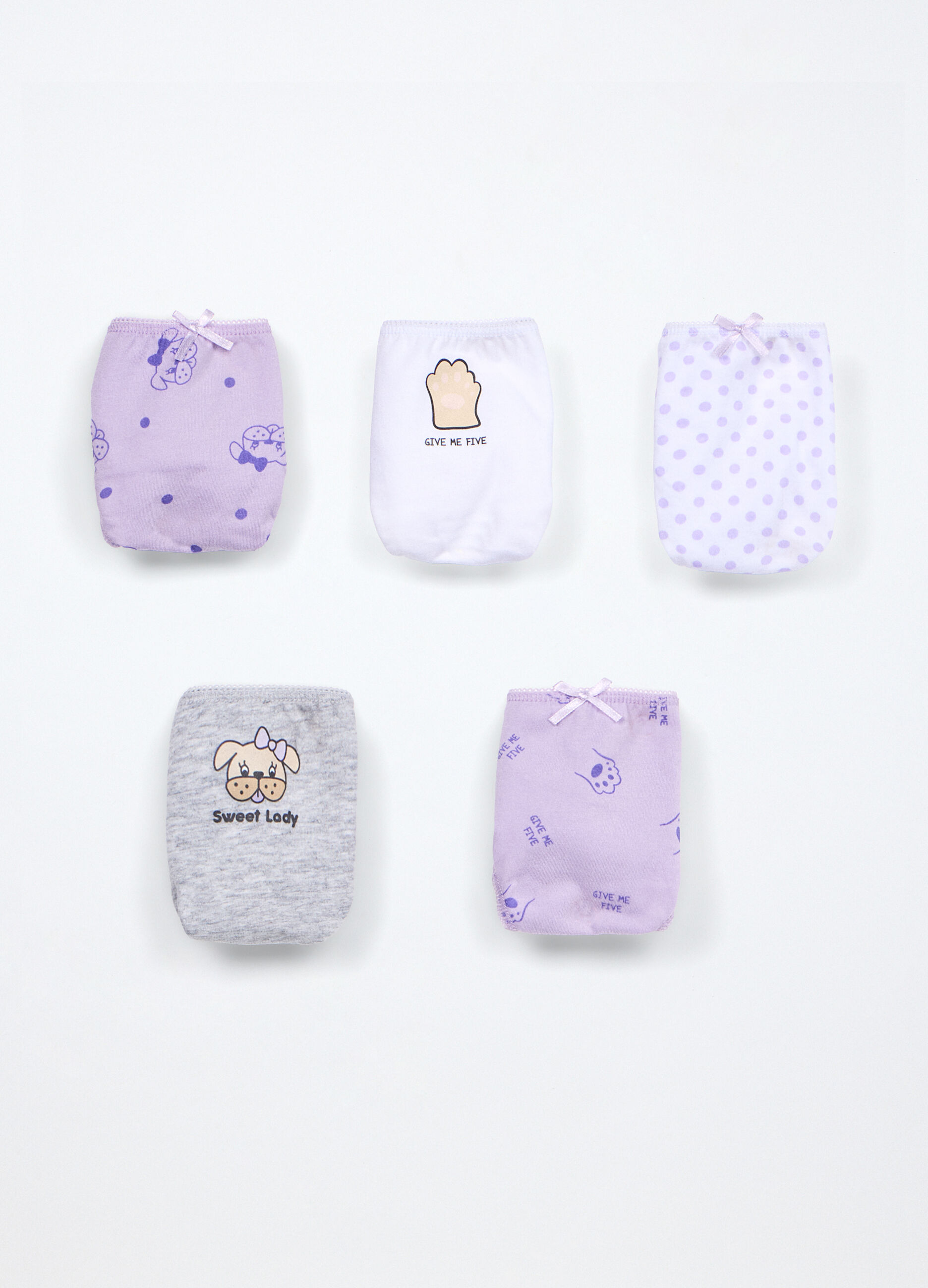Pack 5 slip in jersey di puro cotone bambina_0