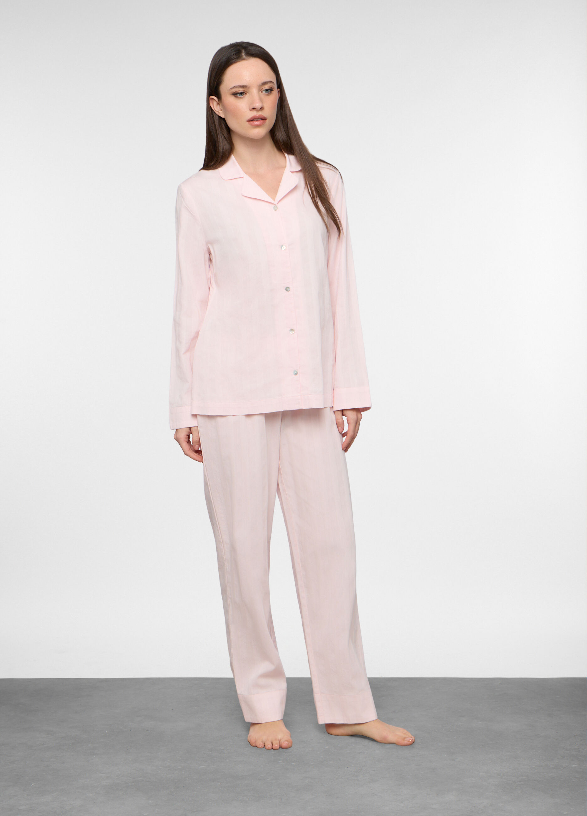 Set pigiama lungo in jersey di puro cotone donna_0
