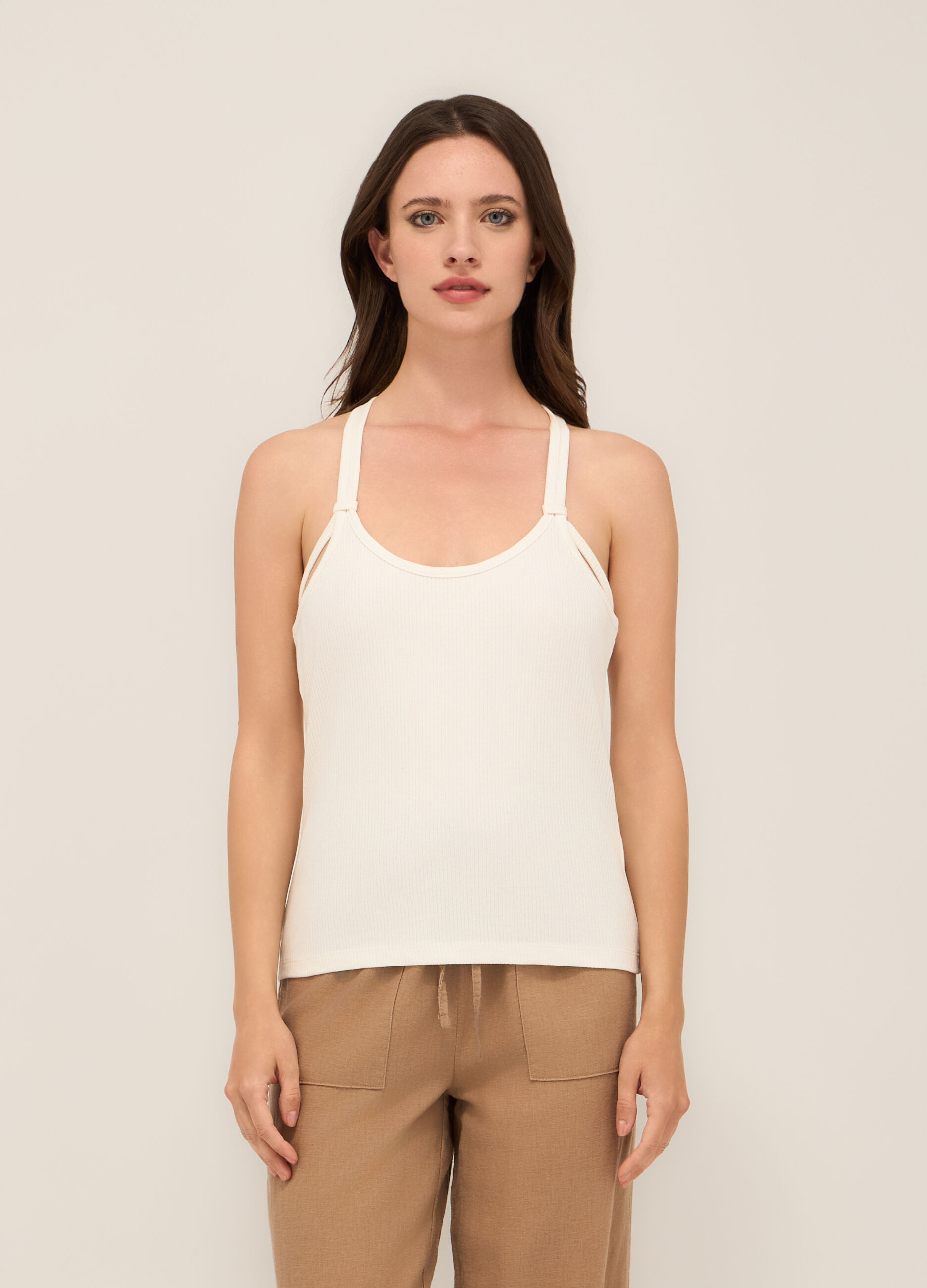 Canotta in costina misto cotone donna_0