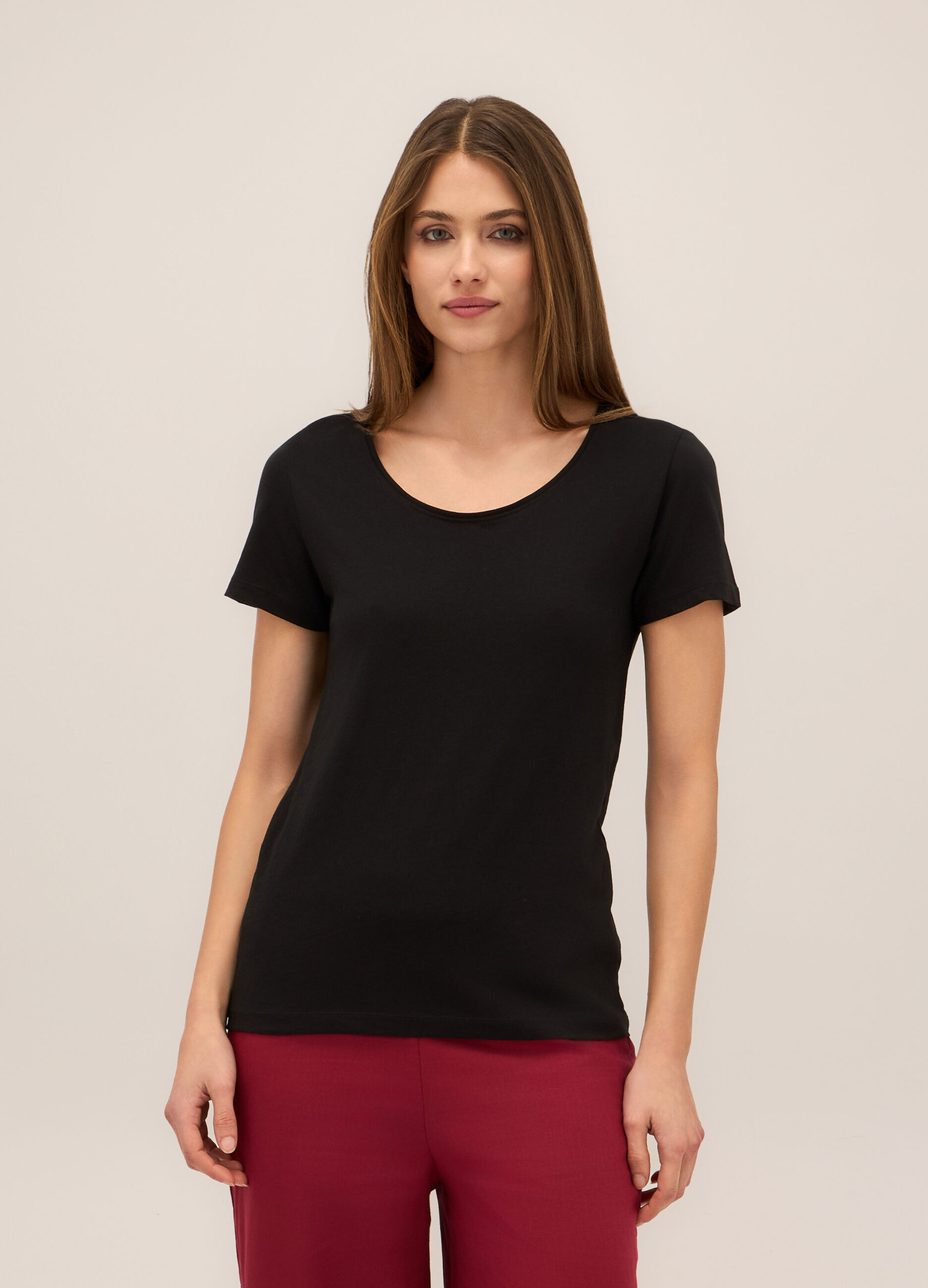 T-shirt in jersey di puro cotone donna_0