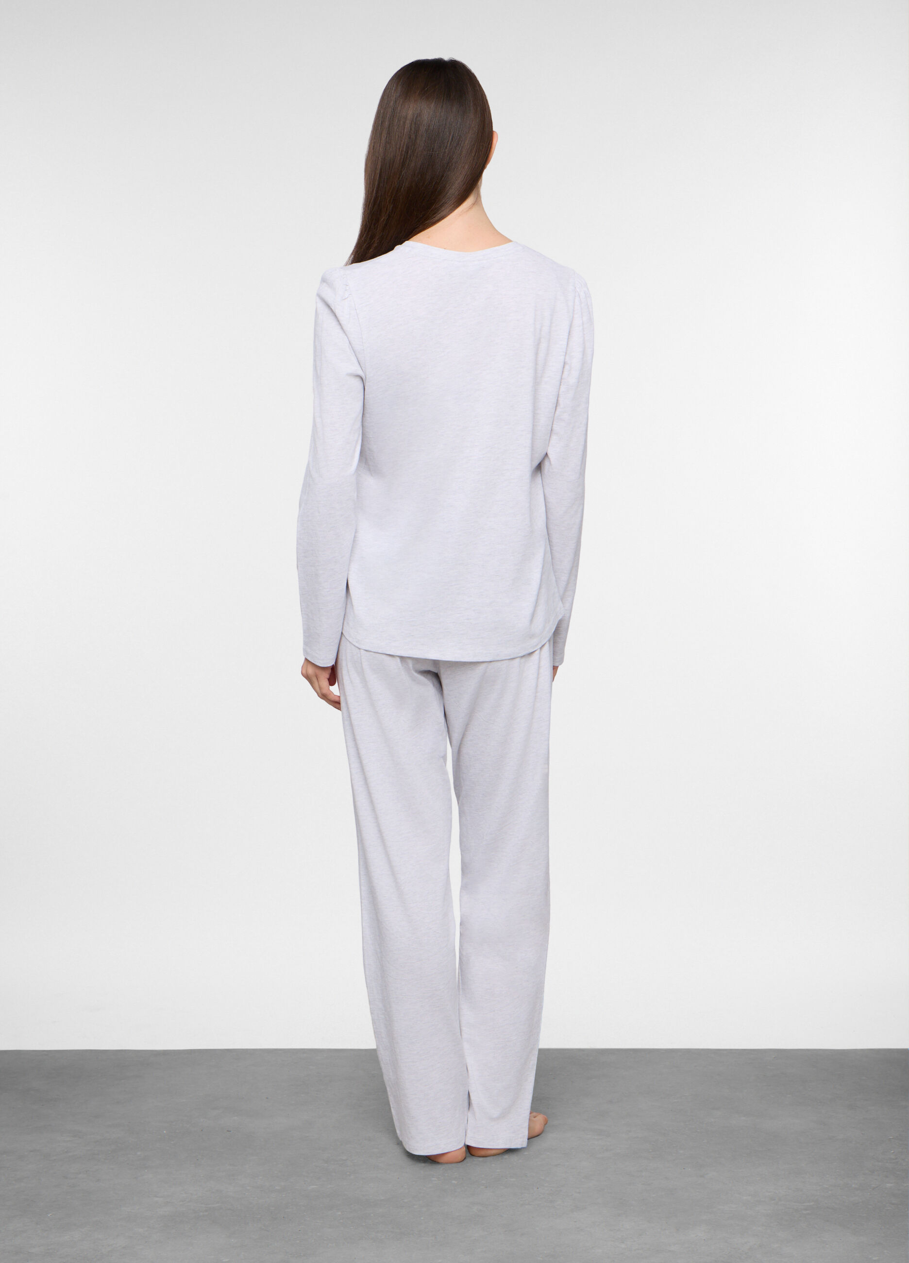 Set pigiama lungo in jersey di puro cotone donna_1