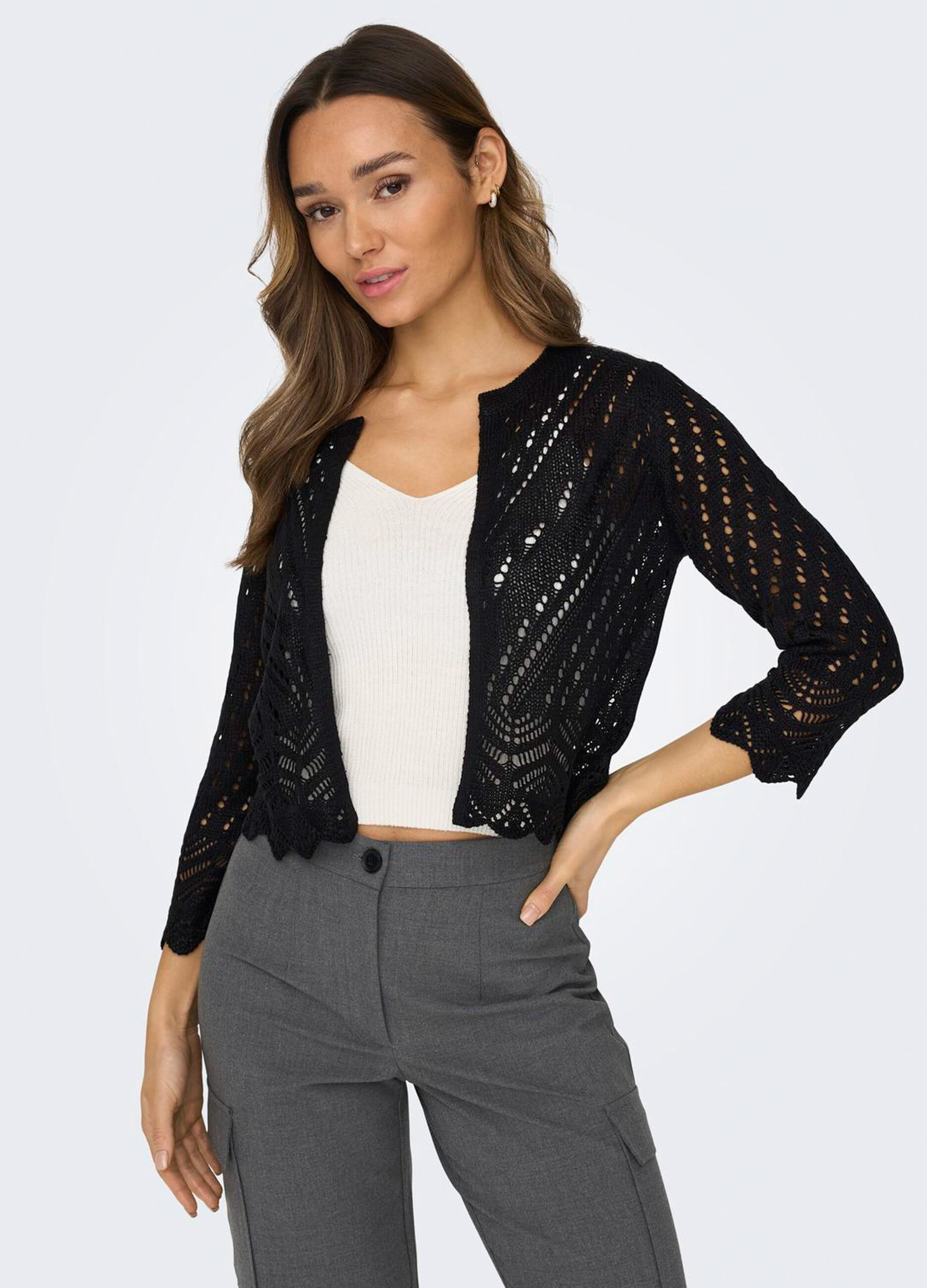 Cardigan in maglia operata donna_2