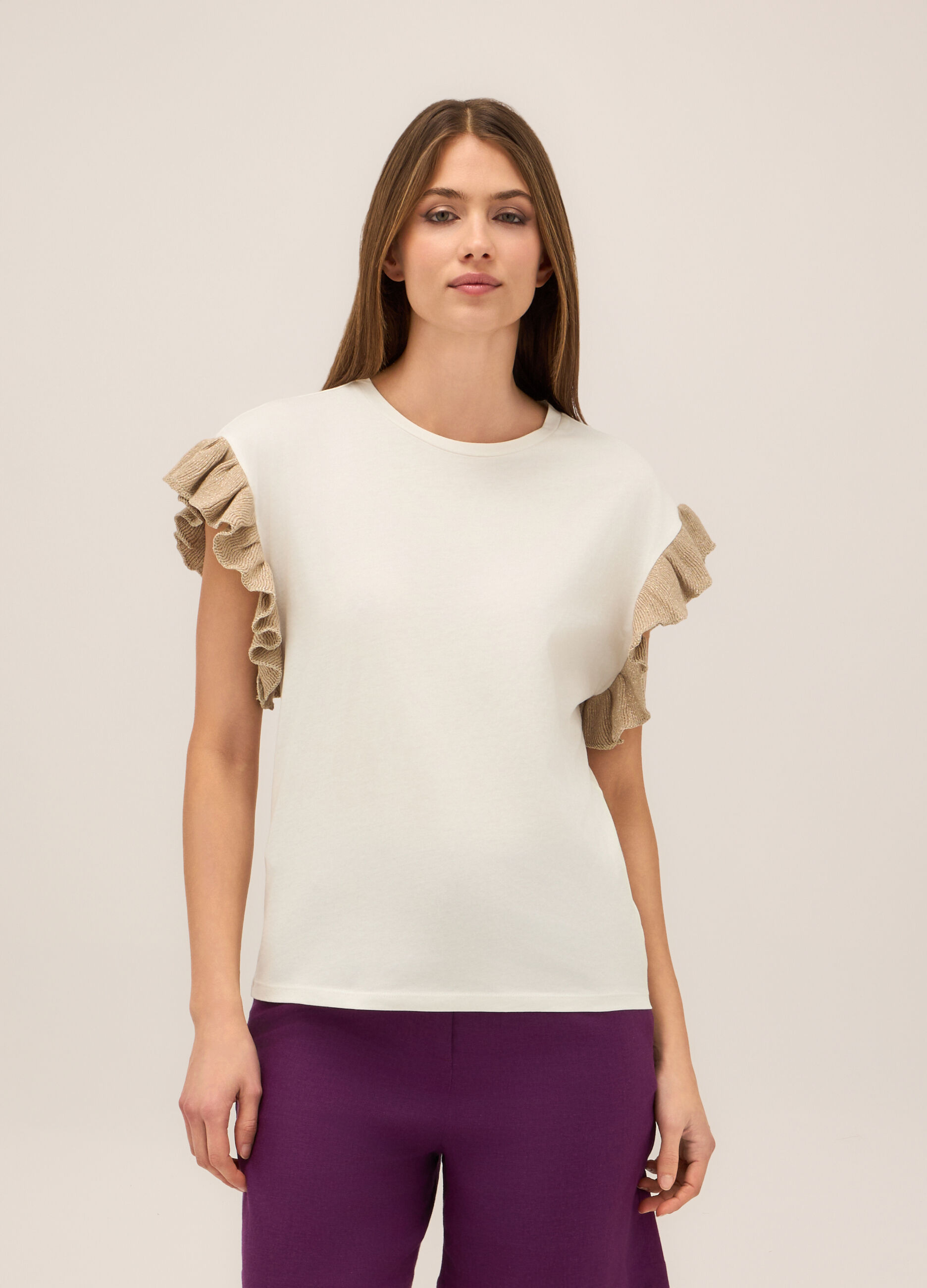 T-shirt in jersey di puro cotone donna_0