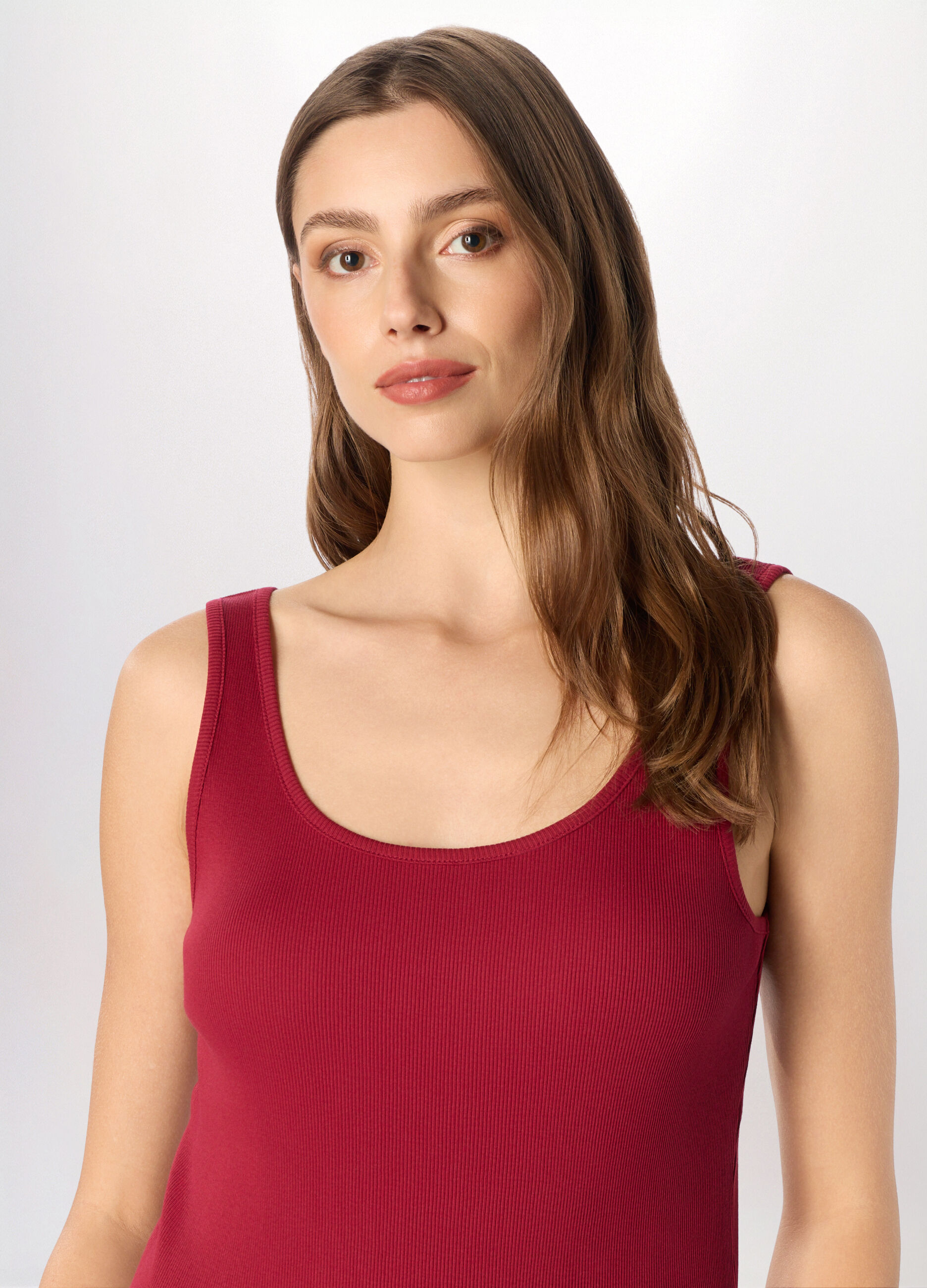 Canotta in costina di puro cotone donna_2