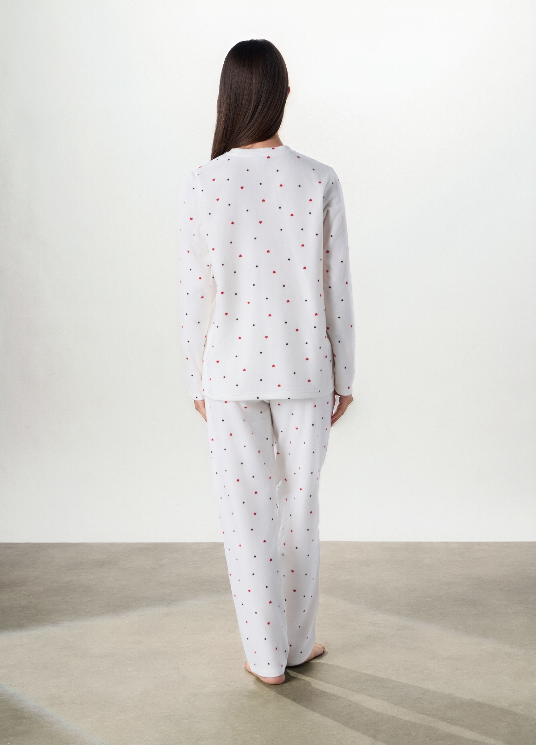 Set pigiama in pile con ricami donna_1