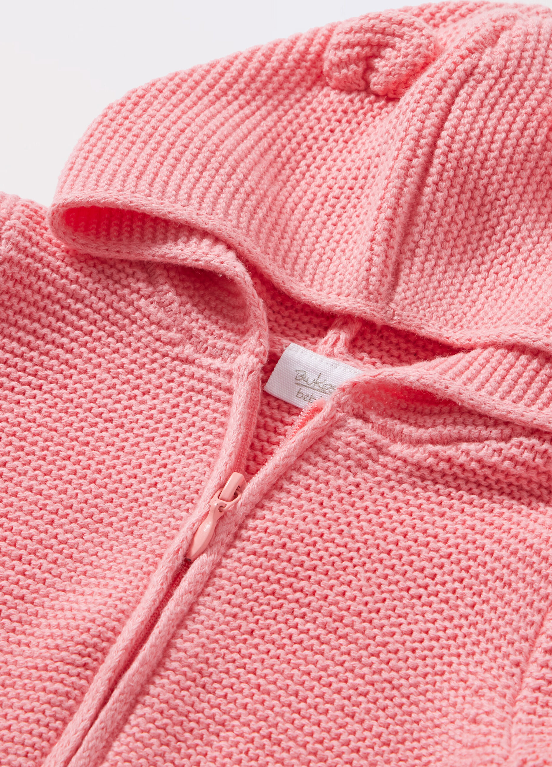 Cardigan in puro cotone con cappuccio neonata_1