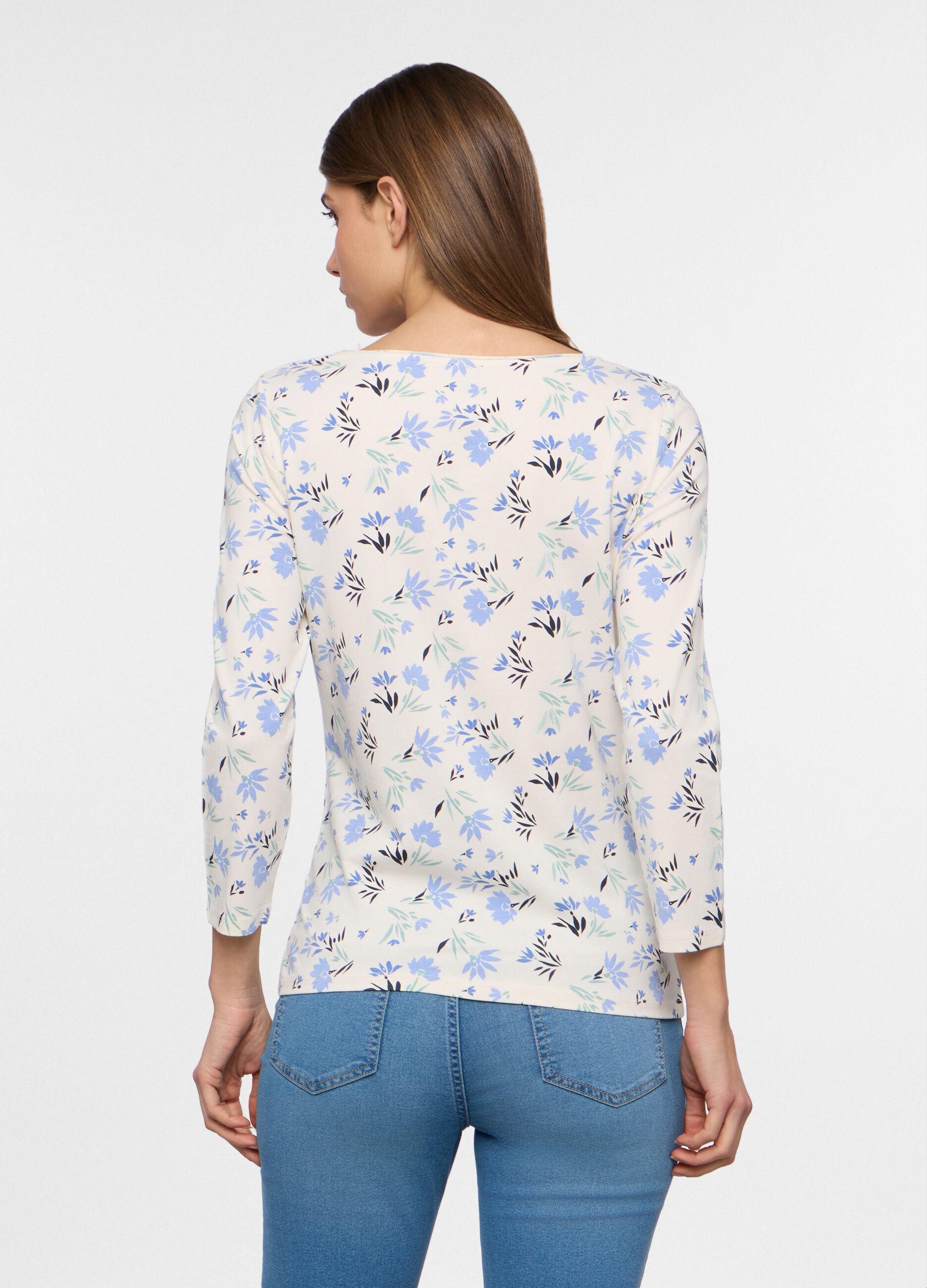 T-shirt con scollo rotondo stretch donna_1