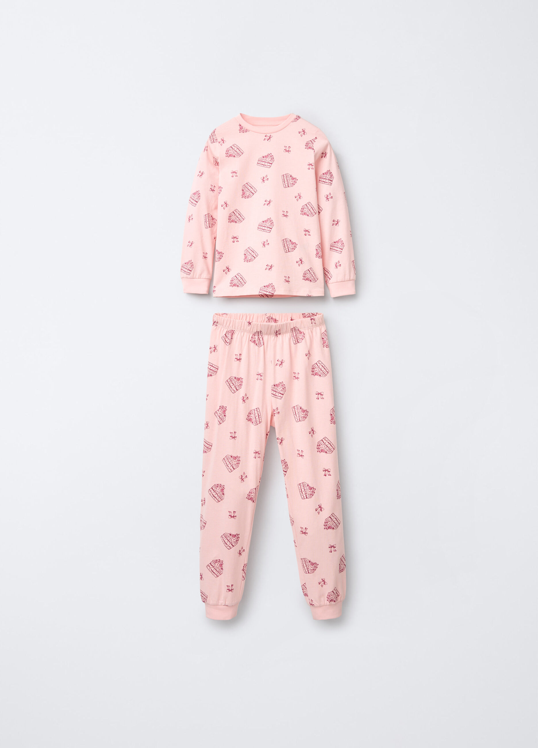 Pigiama lungo in jersey di puro cotone bambina_0