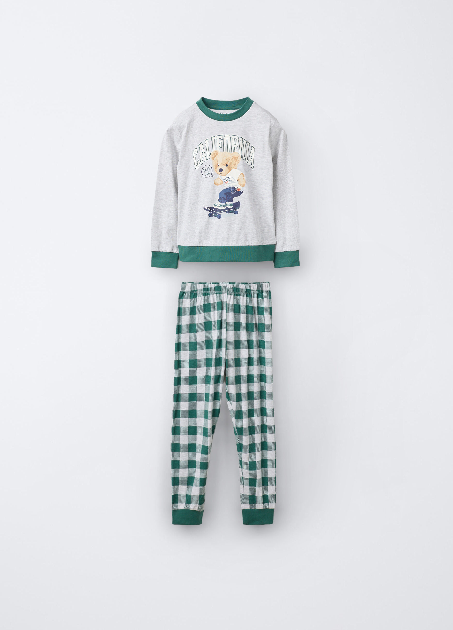 Set pigiama lungo in jersey di cotone m&eacute;lange bambino _0