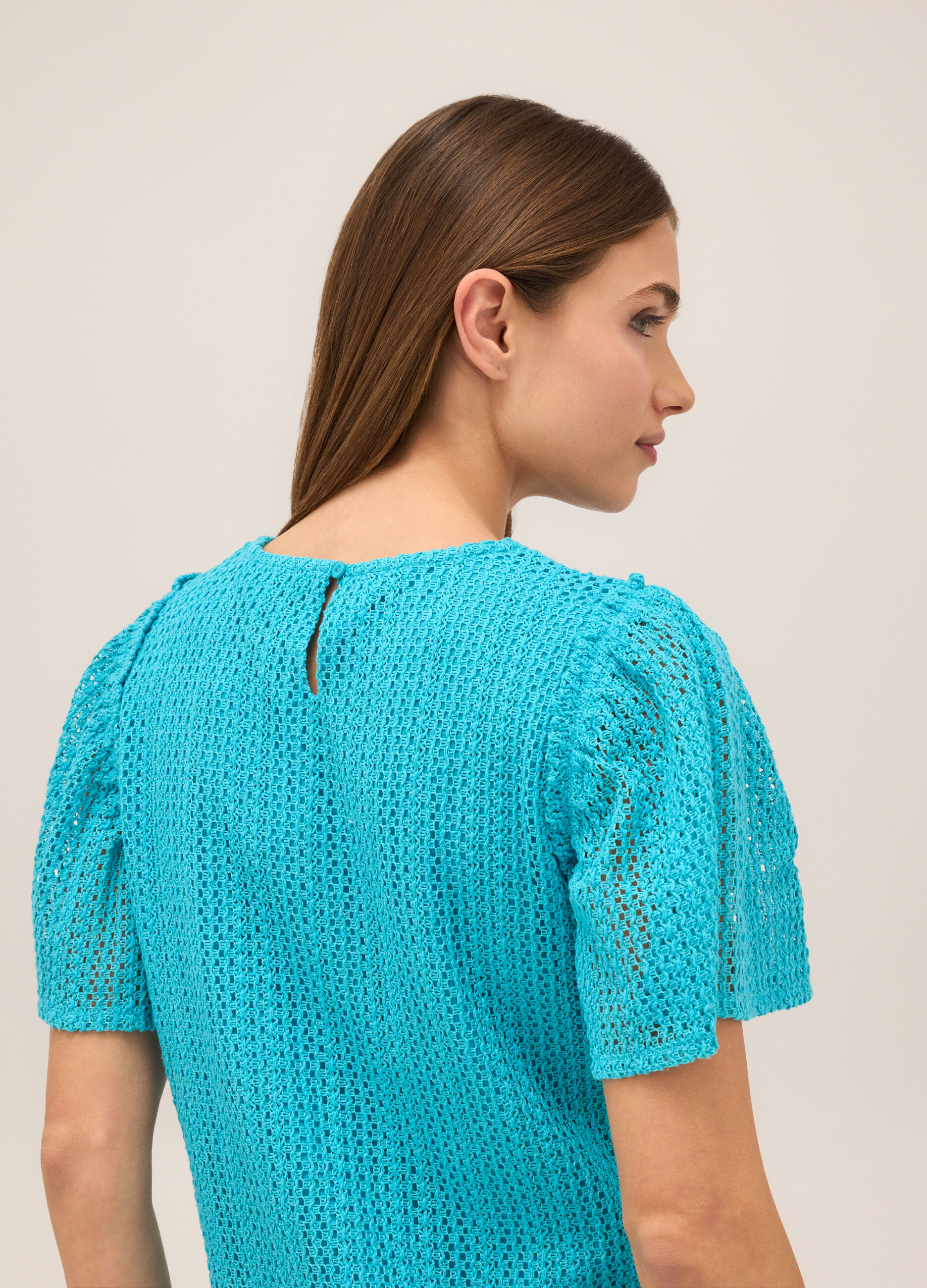 T-shirt in misto cotone lavorato donna_2