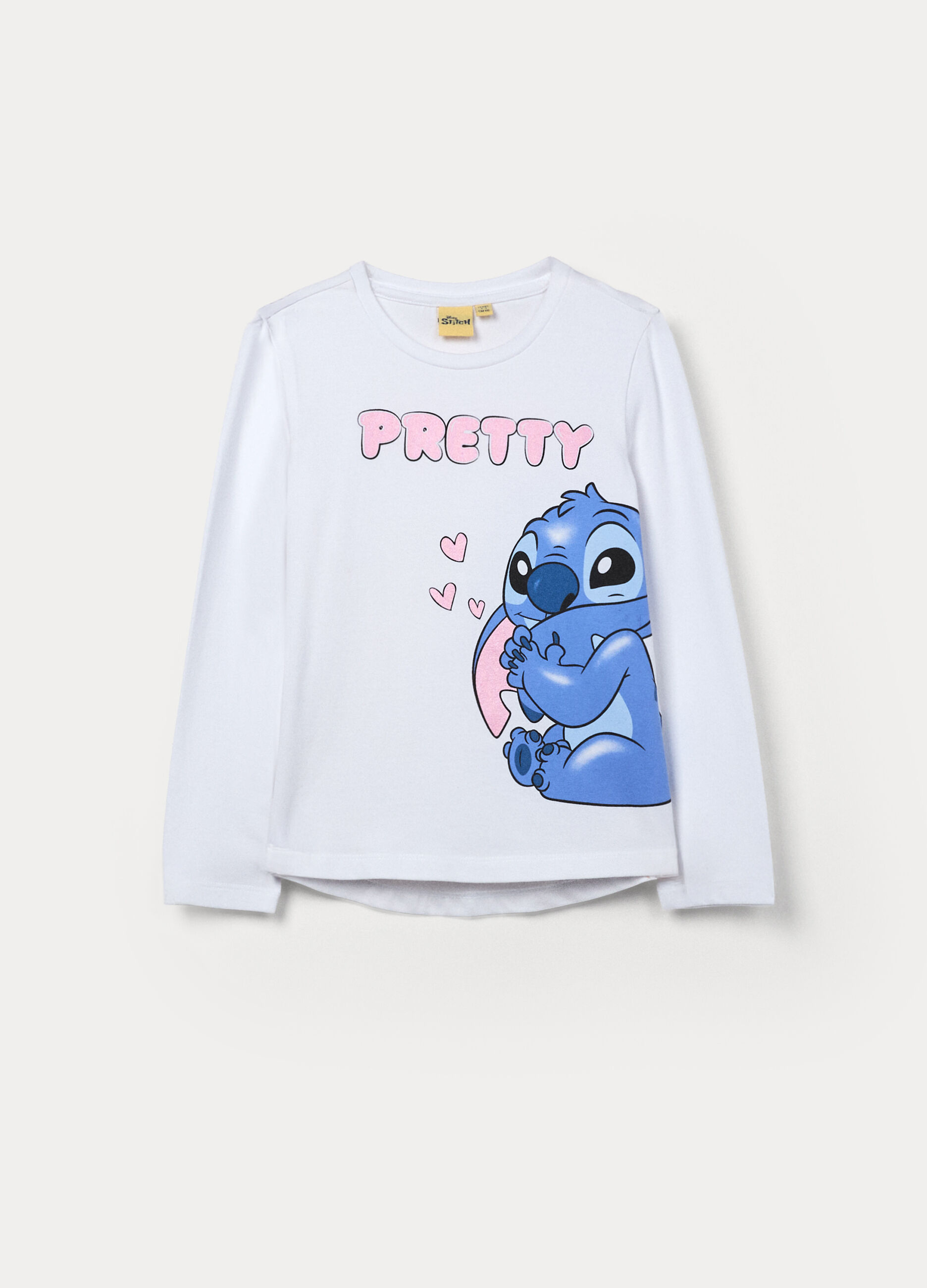 T-shirt Stitch in jersey di cotone stretch bambina_0