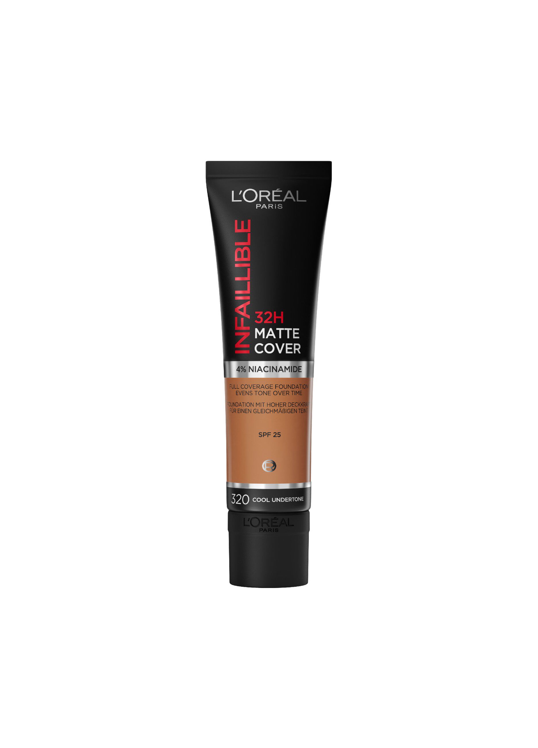 L'Oréal Paris Fondotinta Infaillible 32H Matte Cover, Make-Up dal Finish Matte Copertura Totale sulla Pelle, 320 Caramel, 30 ml._0