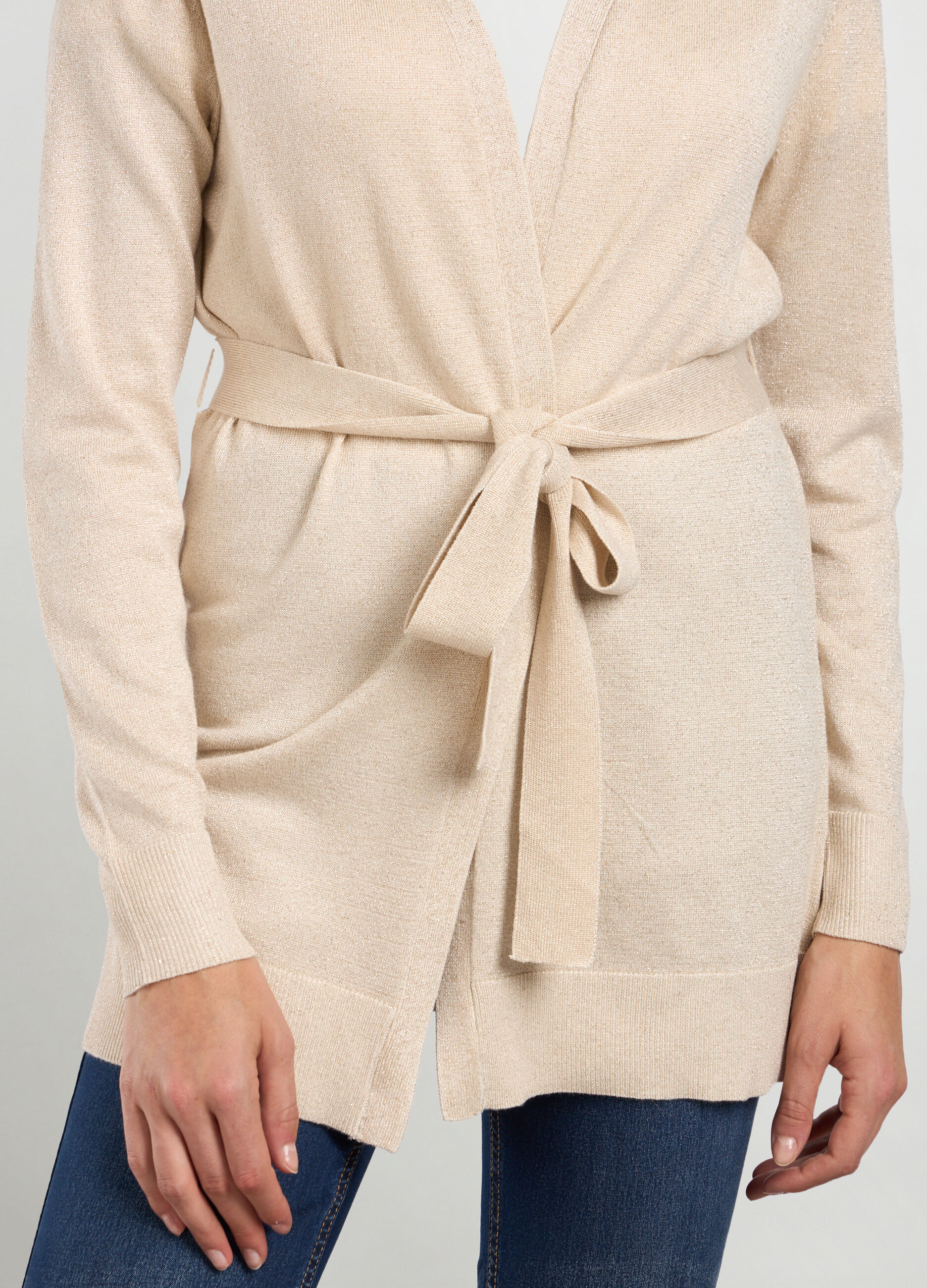 Cardigan tricot in misto viscosa e filo lurex donna_2