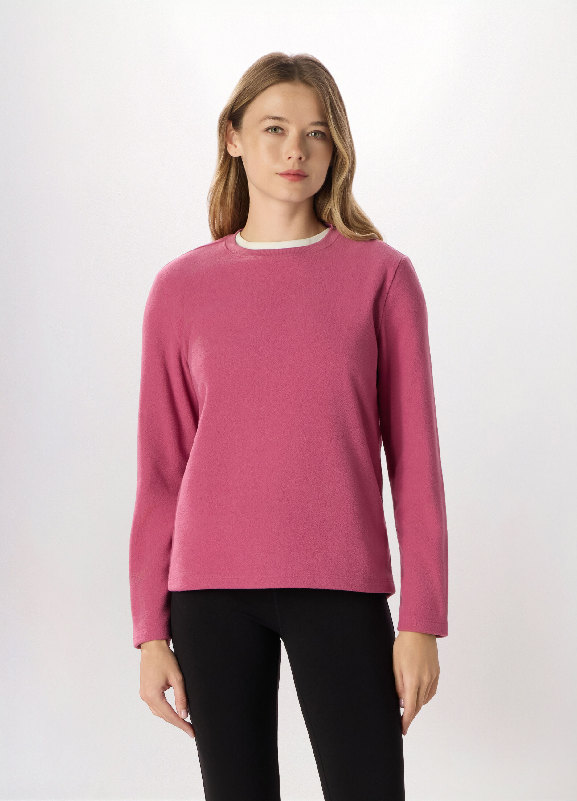 Felpa girocollo in pile donna_0