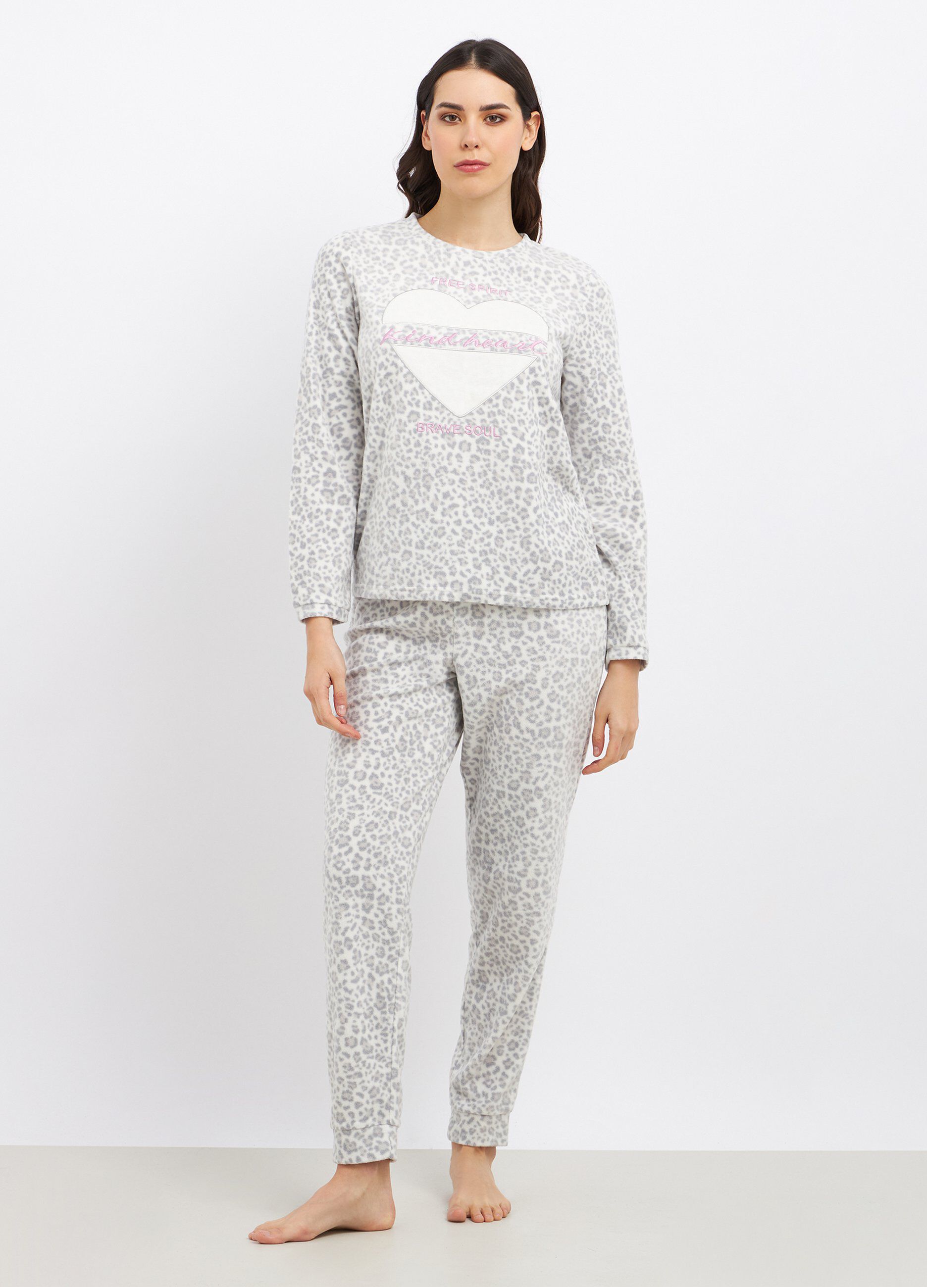 Set pigiama lungo in micro fleece donna_0
