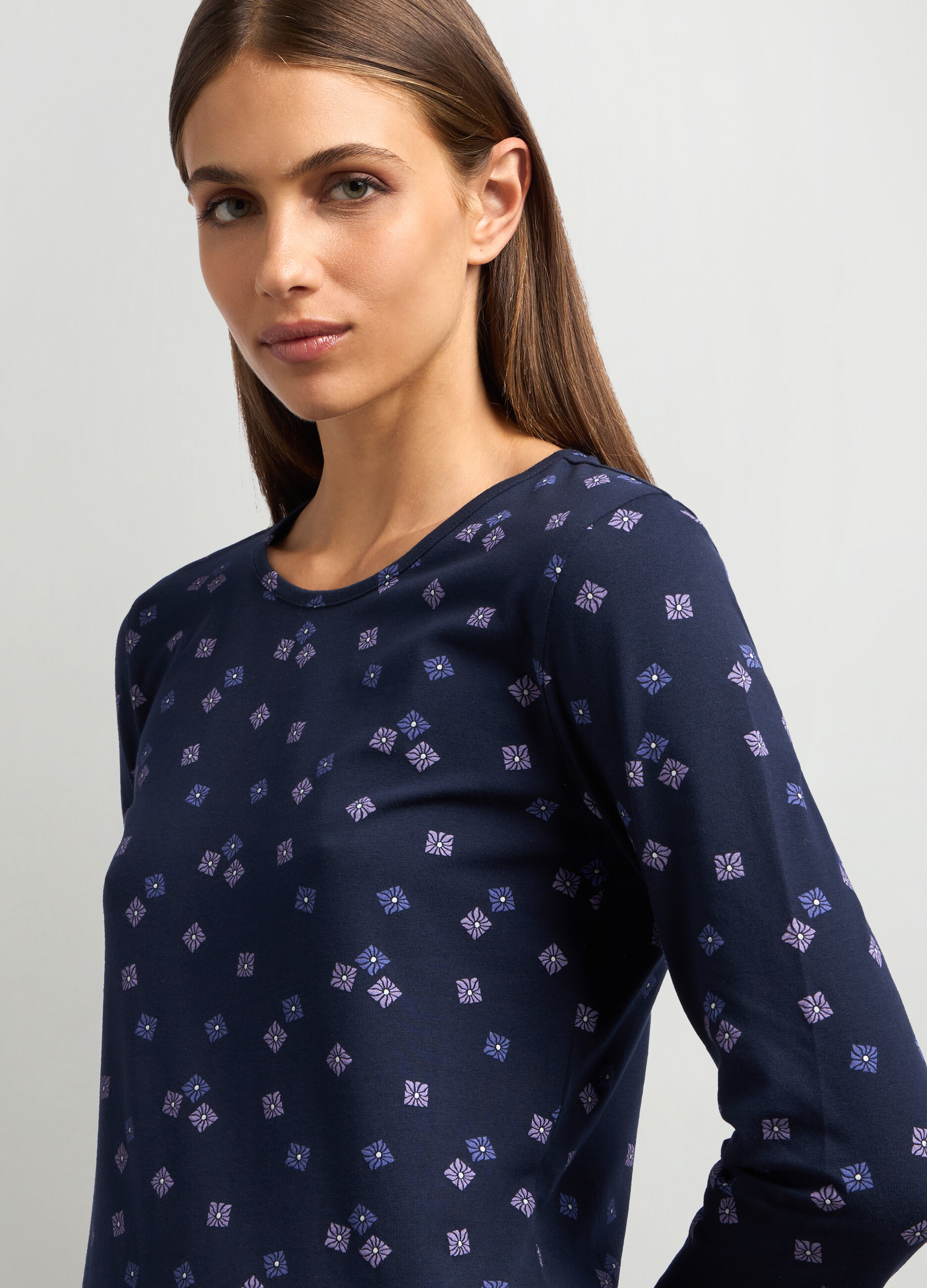 T-shirt in jersey di cotone stretch donna_2