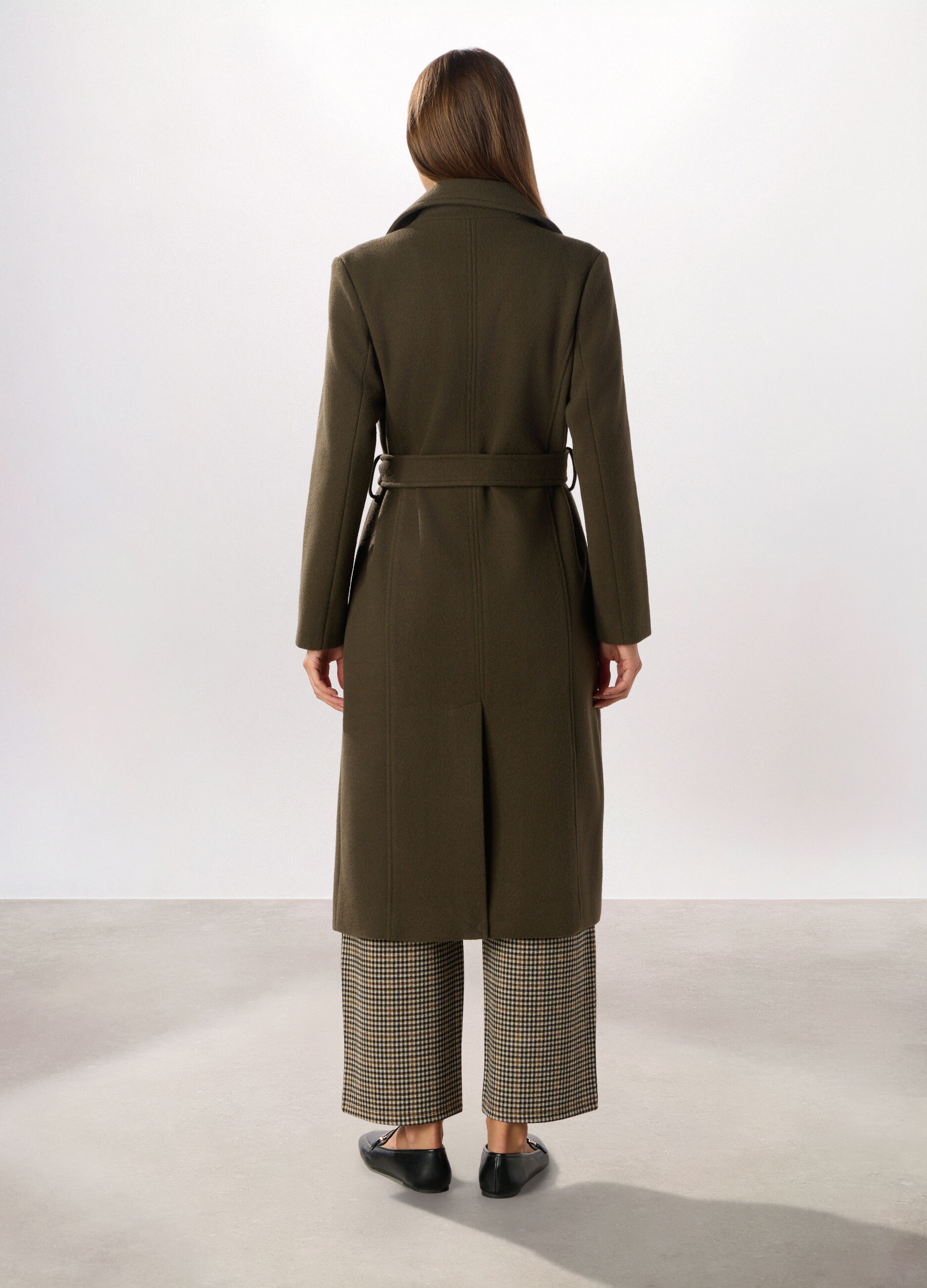 Cappotto lungo con collo revers donna_1