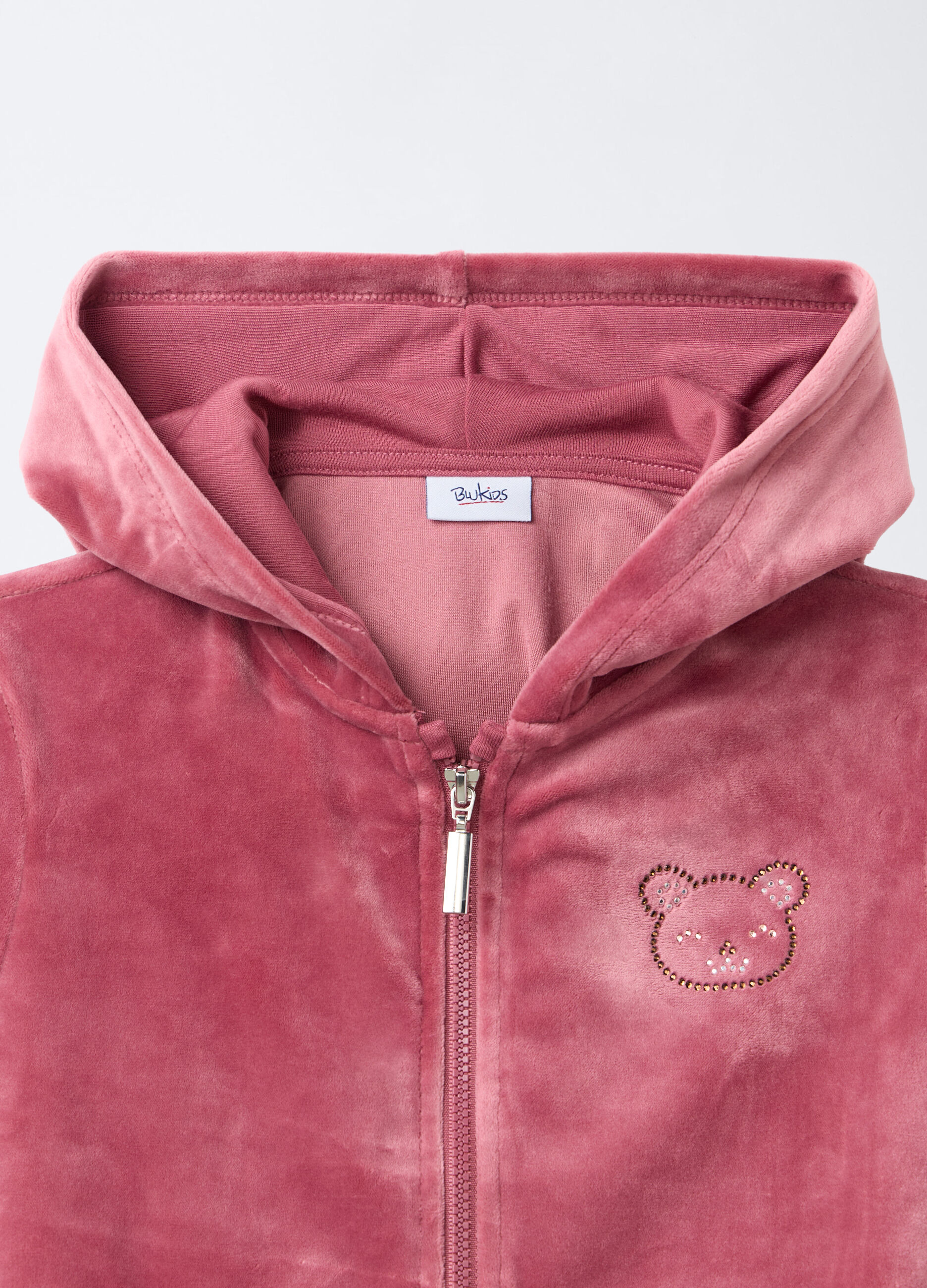 Felpa in velluto relaxed fit con zip e cappuccio bambina_2