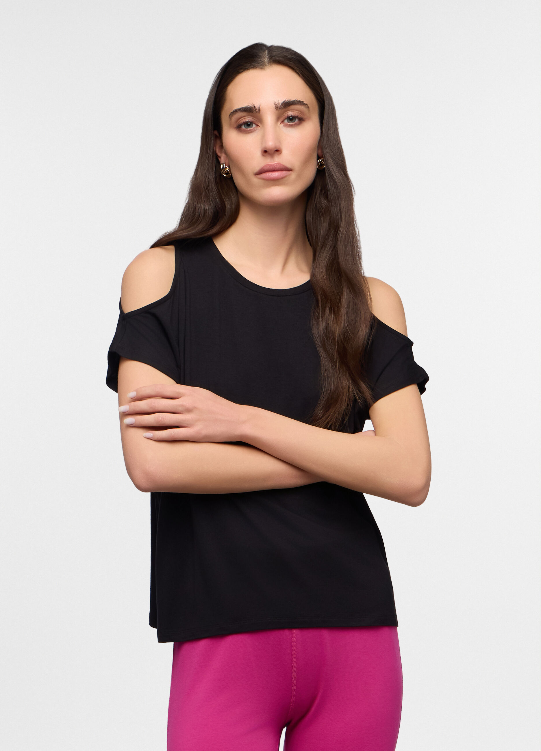 T-shirt girocollo stretch donna