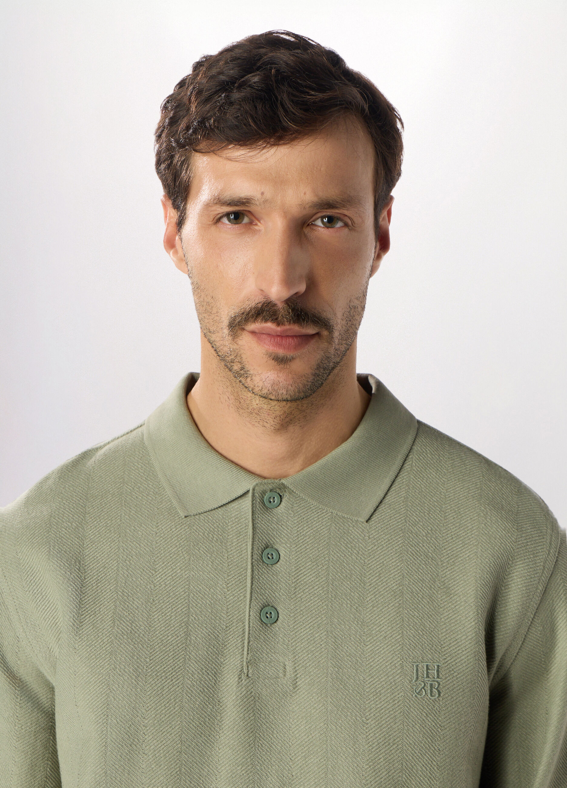 Polo a maniche lunghe in puro cotone uomo_2