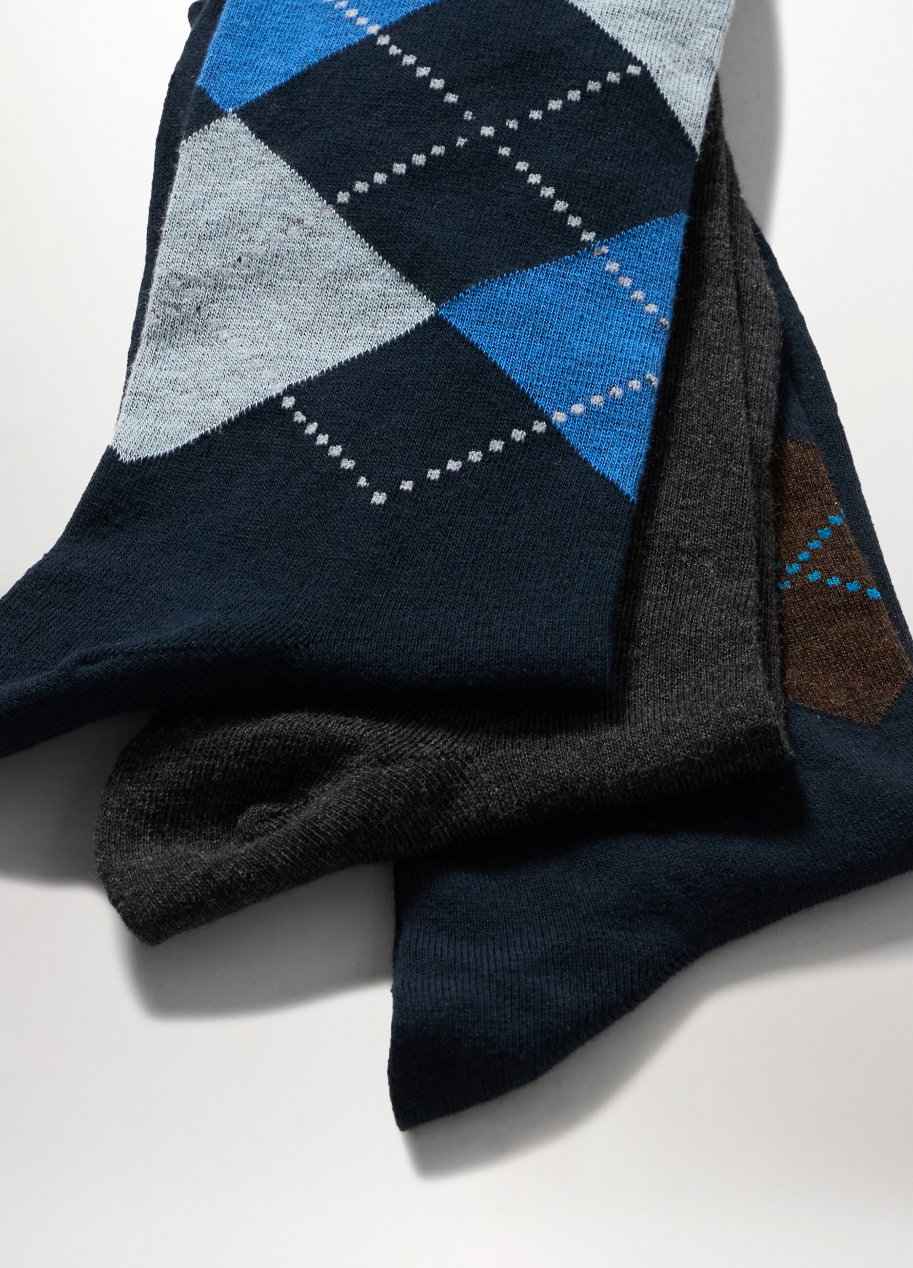 3 pack calze corte in misto cotone a rombi uomo_1